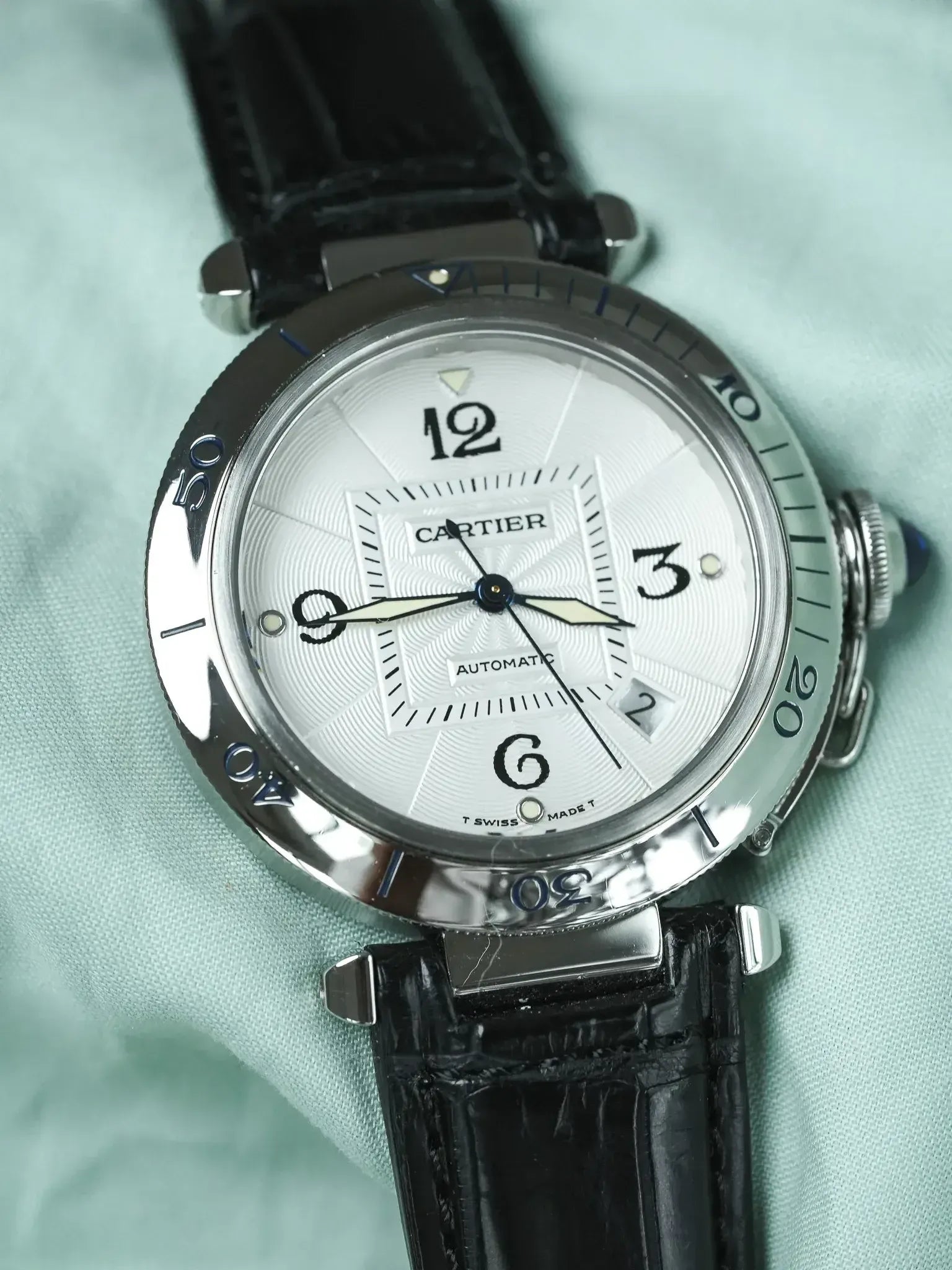 Cartier - Pasha 2378 Guilloché 38mm Acier Fond de boite verre - 1990s - Atelier Victor