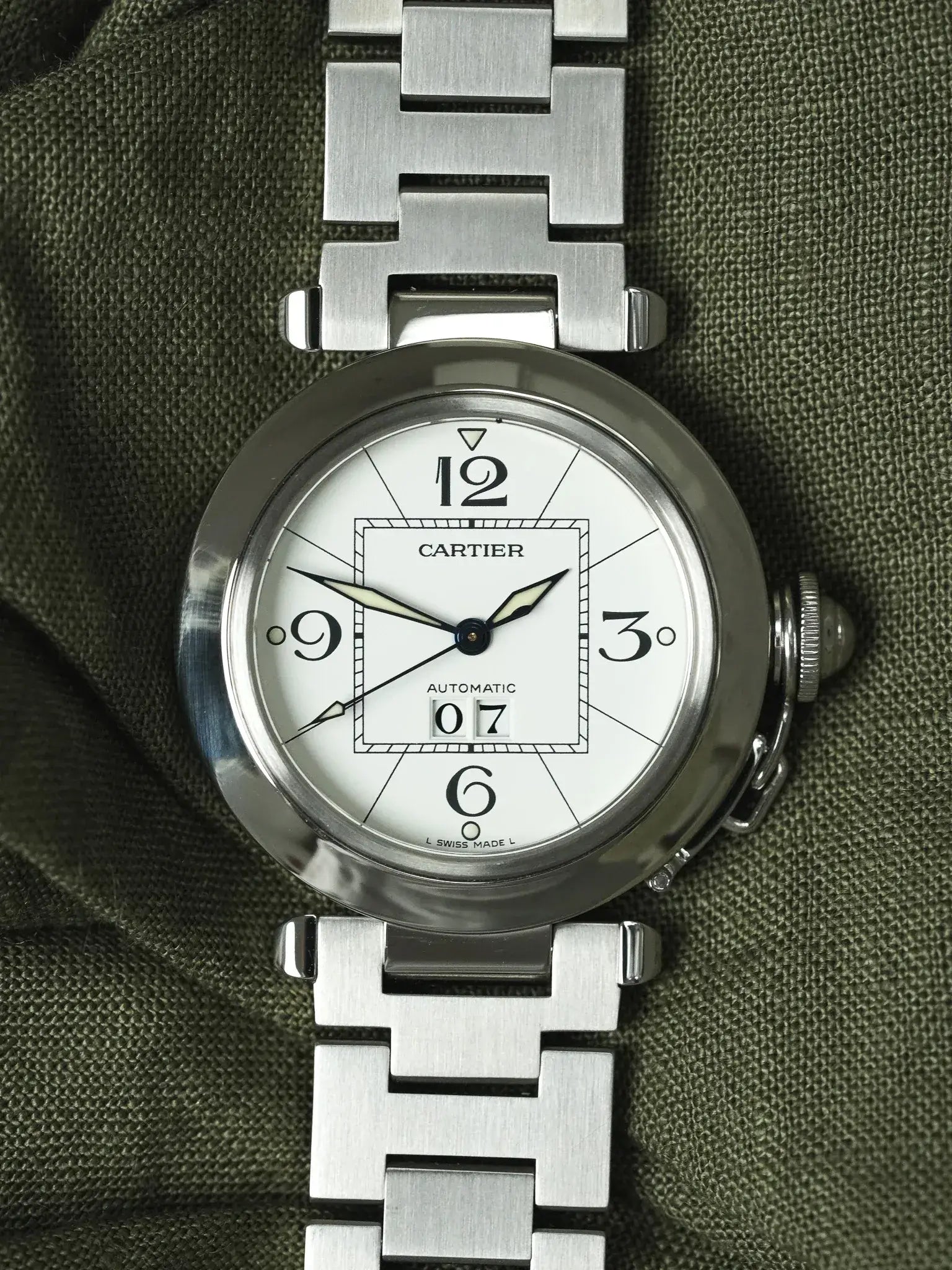 Cartier - Pasha 2475 Grande Date Blanc Acier 35mm - 2000s - Atelier Victor