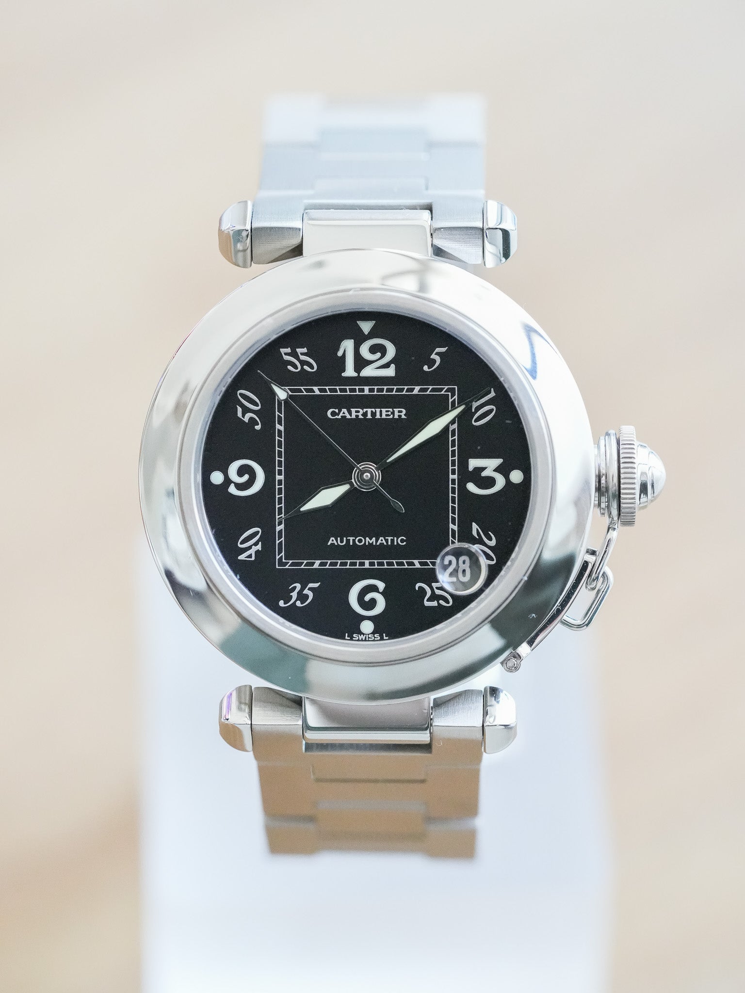 Cartier - Pasha Date 35mm Cadra noir - 2000s - Atelier Victor - Vintage  Shop