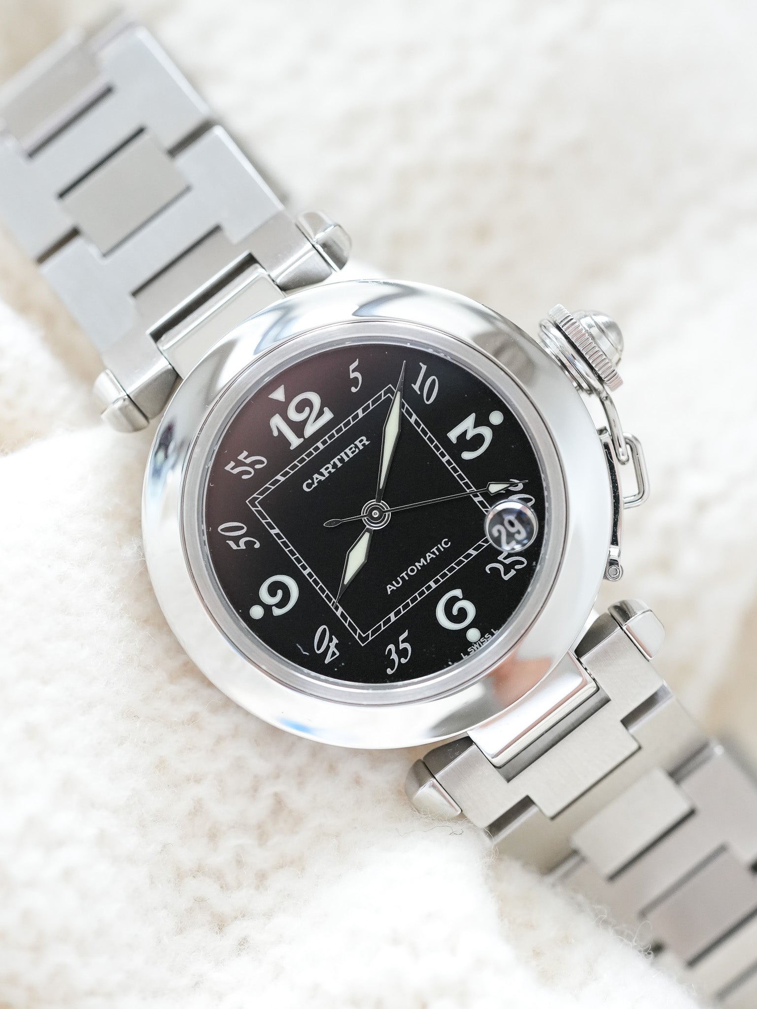 Cartier - Pasha Date 35mm Cadra noir - 2000s - Atelier Victor - Vintage  Shop