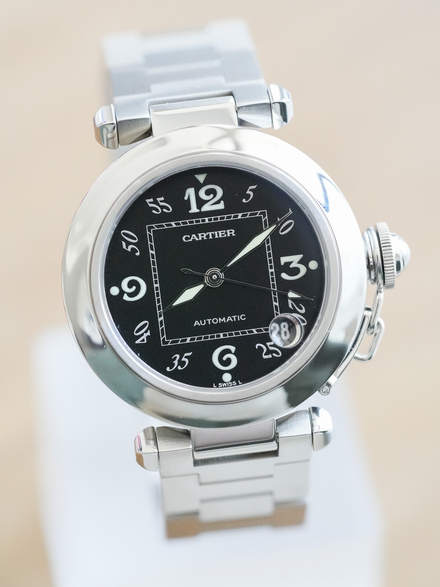 Cartier - Pasha Date 35mm Cadra noir - 2000s - Atelier Victor - Vintage  Shop