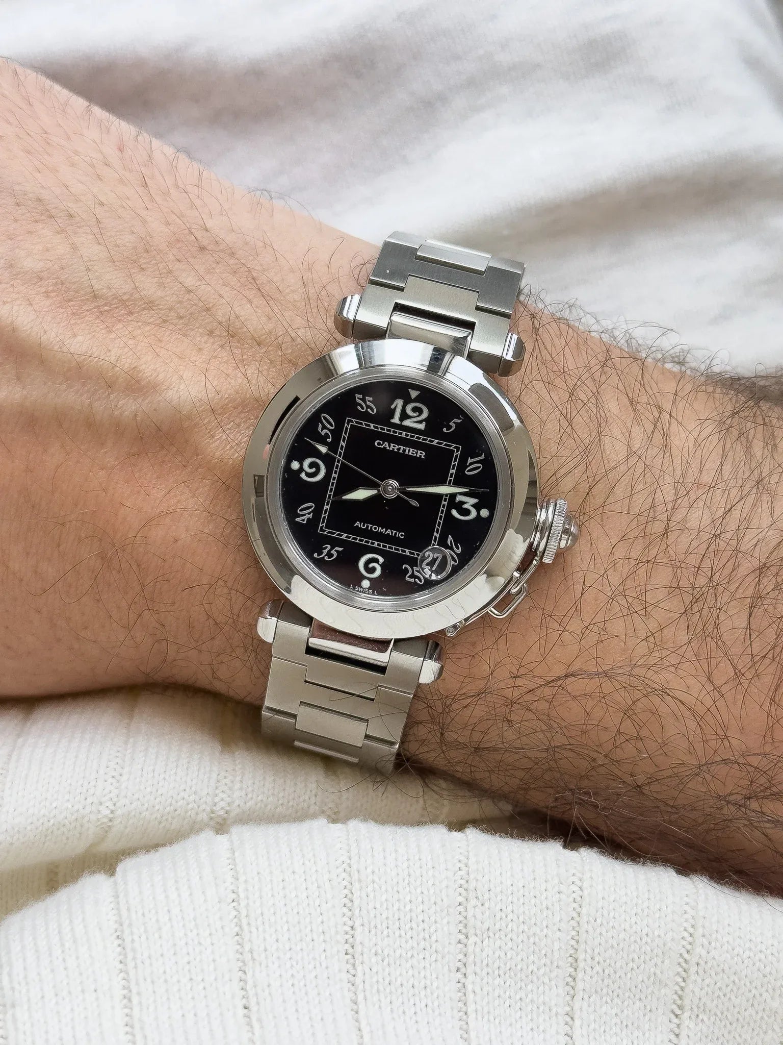 Cartier - Pasha Date 35mm Cadra noir - papier - 2000s - Atelier Victor