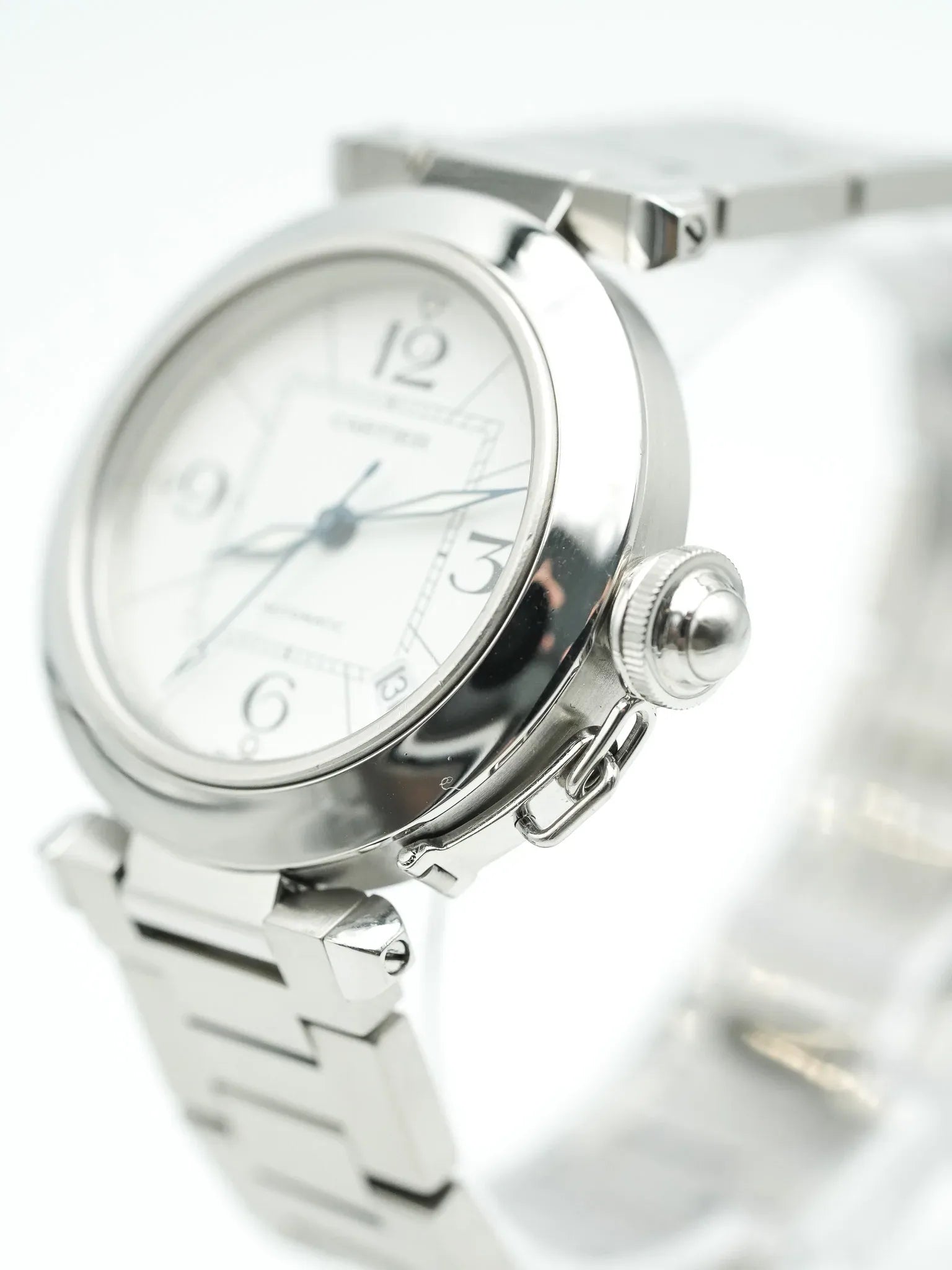 Cartier - Pasha Date 35mm Cadran blanc - 2000s - Atelier Victor - Vintage  Shop