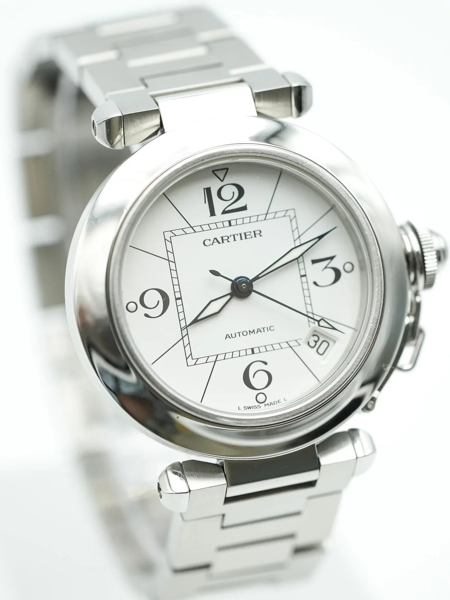 Cartier - Pasha Date 35mm Cadran blanc - 2000s - Atelier Victor - Vintage  Shop