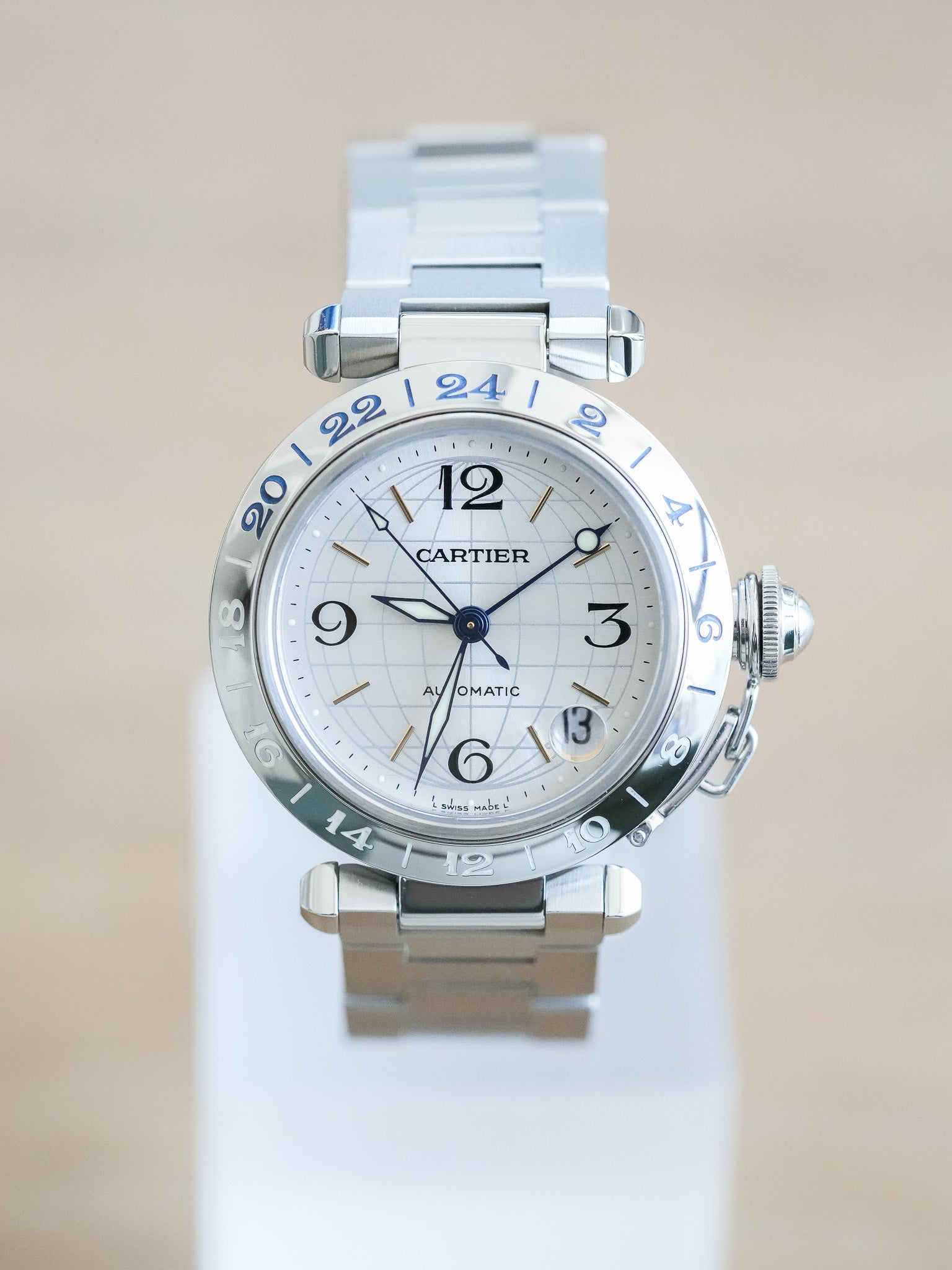 Cartier - Pasha GMT 35mm Cadran Argent - 2000s - Atelier Victor - Vintage  Shop