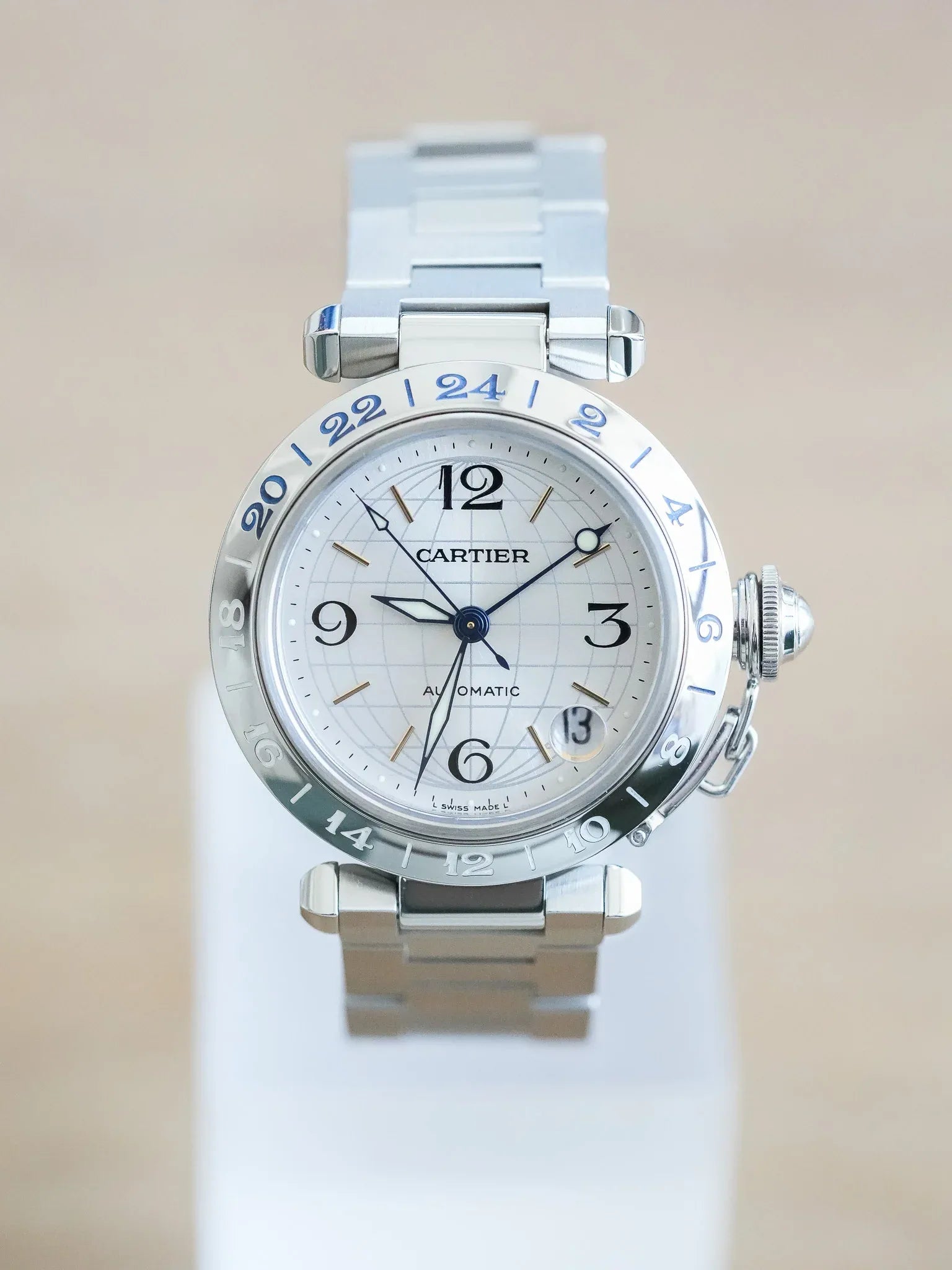 Cartier - Pasha GMT 35mm Cadran Argent - 2000s - Atelier Victor - Vintage  Shop