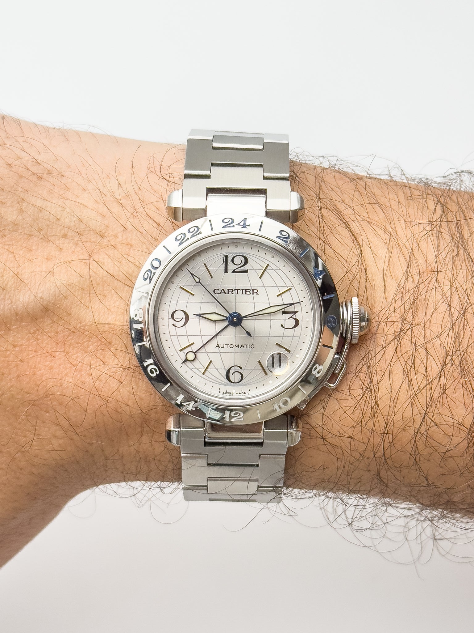Cartier - Pasha GMT 35mm Cadran Argent - 2000s - Atelier Victor - Vintage Watch Shop