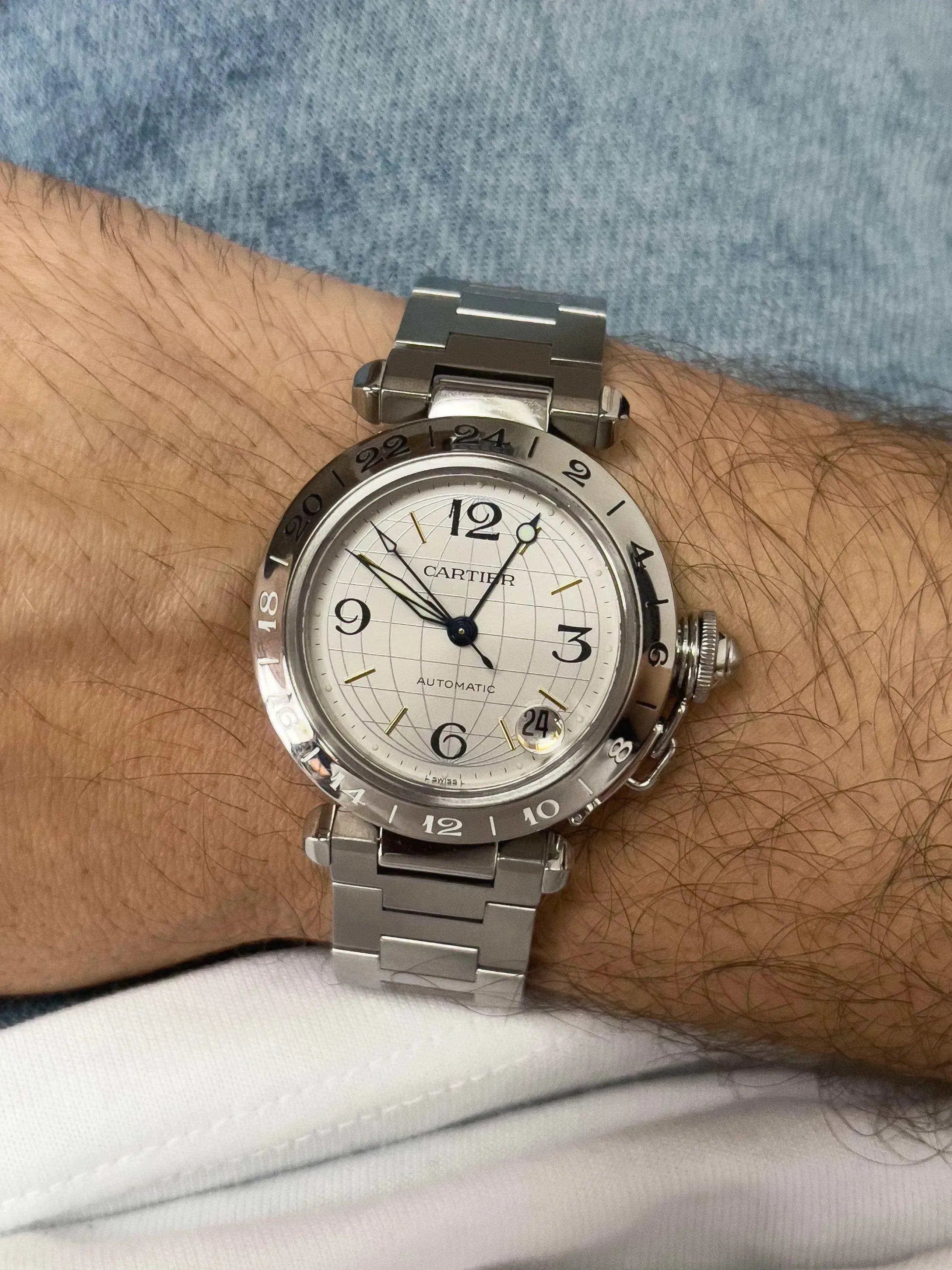 Cartier - Pasha GMT Cadran acier - boite - 2000S - Atelier Victor