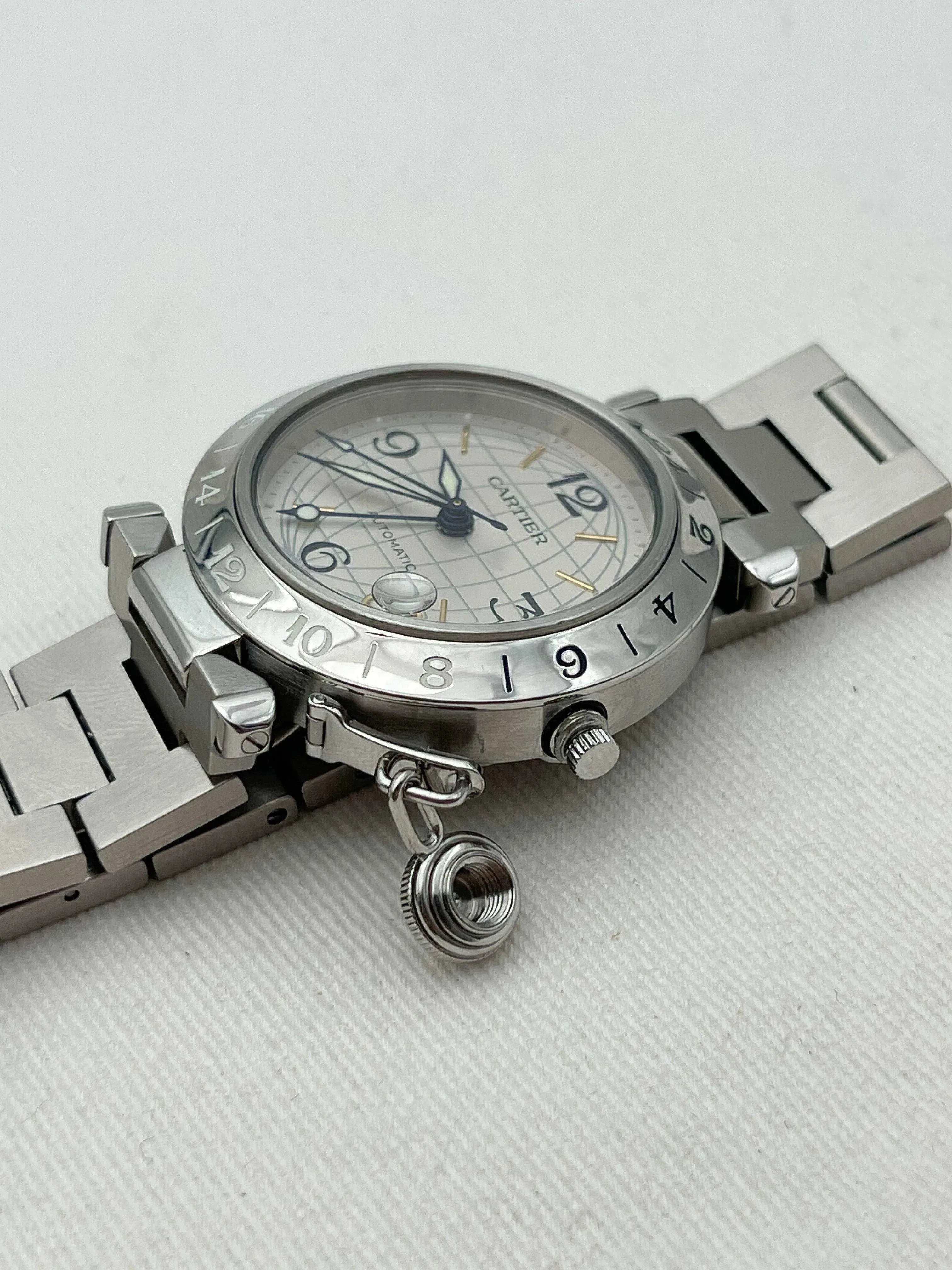 Cartier - Pasha GMT Cadran acier - boite - 2000S - Atelier Victor