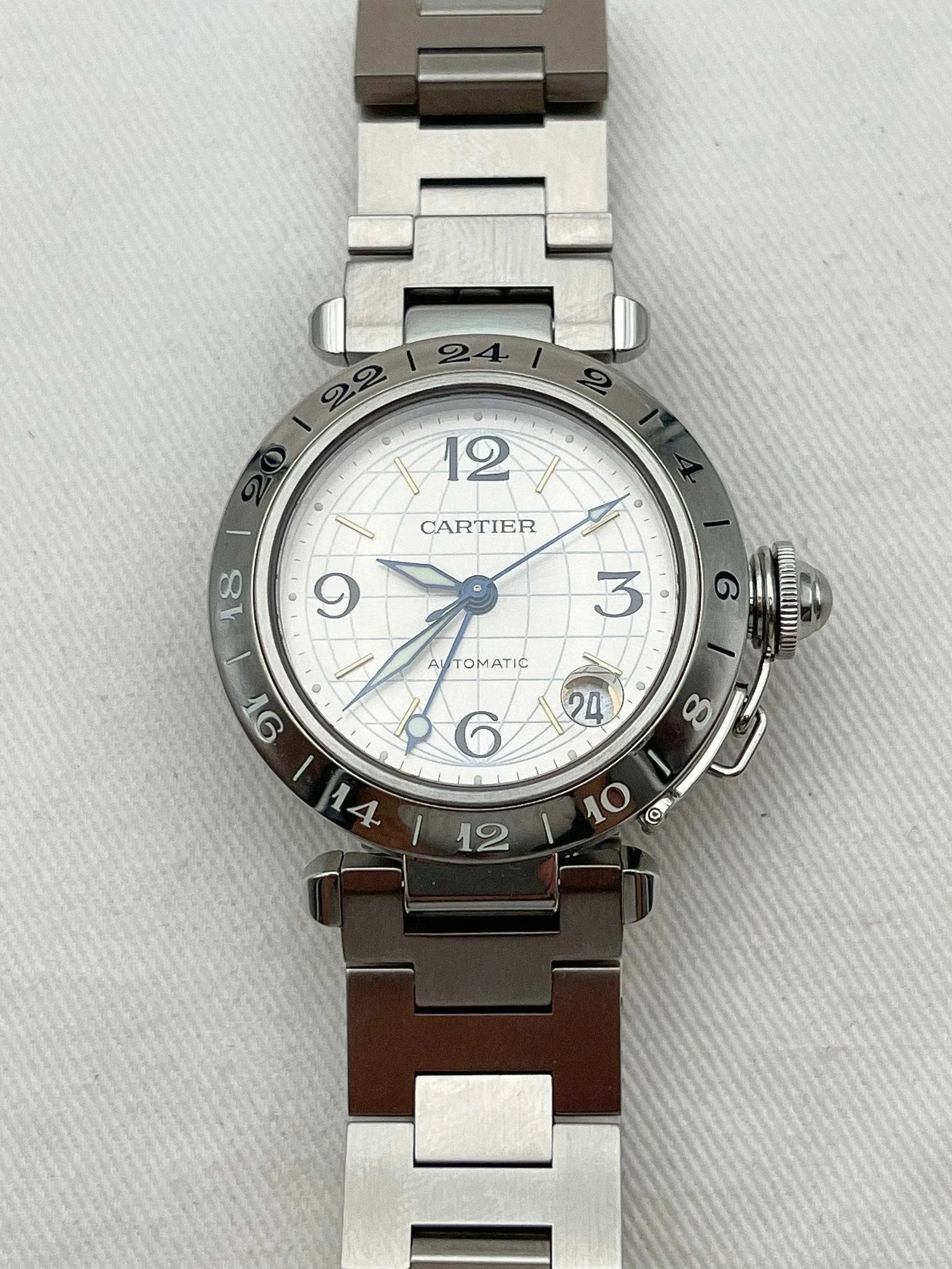 Cartier - Pasha GMT Cadran acier - boite - 2000S - Atelier Victor