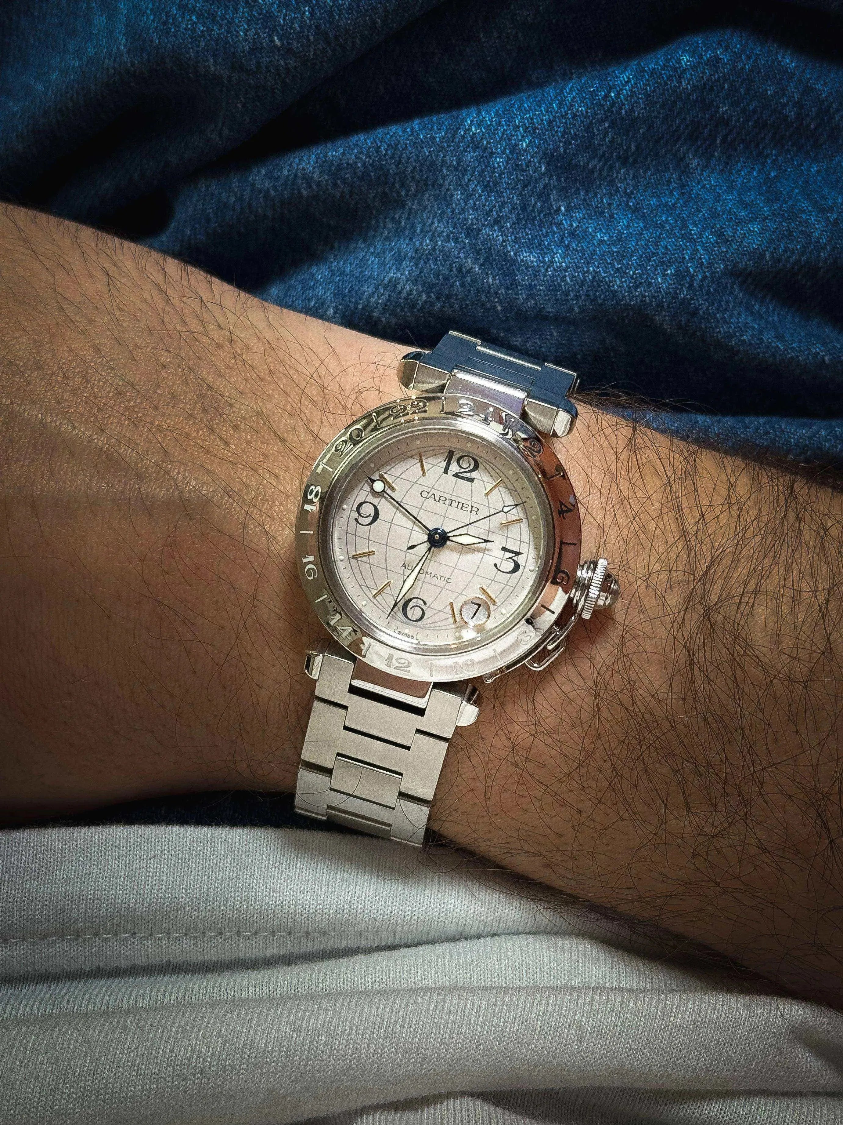 Cartier - Pasha GMT Cadran acier - boite - 2000S - Atelier Victor Paris - Vintage Watch Shop Dubai