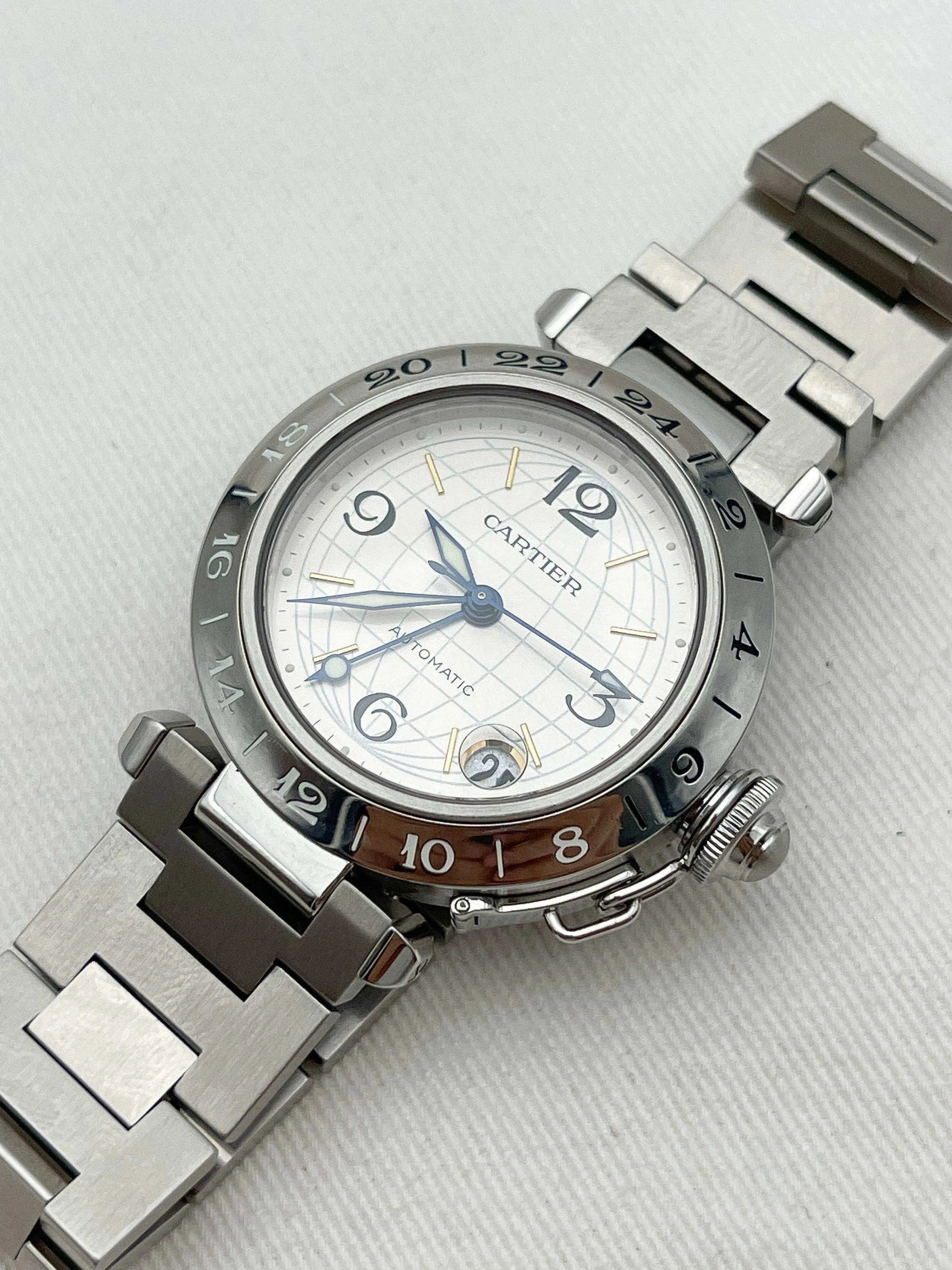 Cartier - Pasha GMT Cadran acier - boite - 2000S - Atelier Victor Paris - Vintage Watch Shop Dubai
