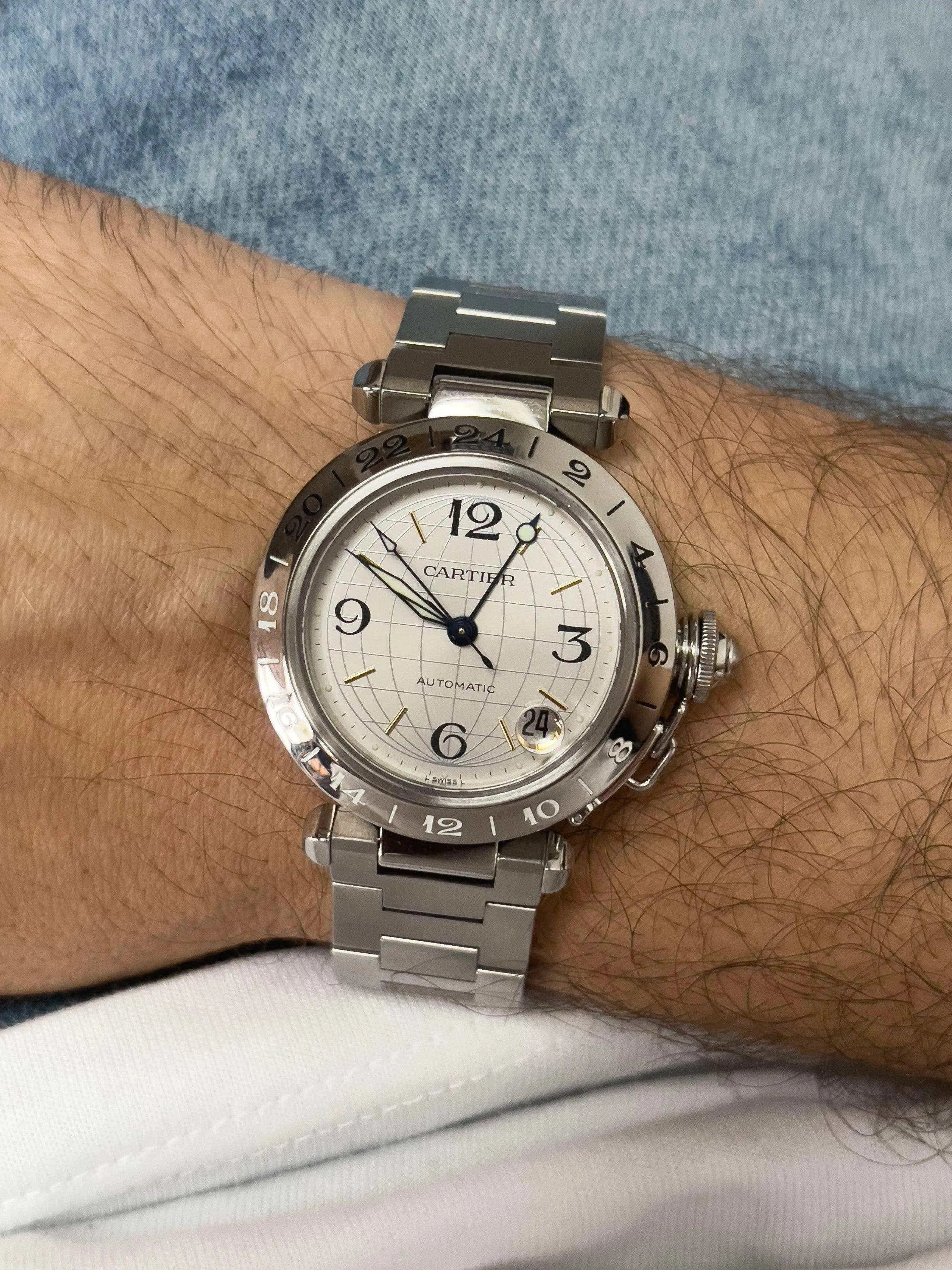 Cartier - Pasha GMT Cadran acier - boite - 2000S - Atelier Victor Paris - Vintage Watch Shop Dubai