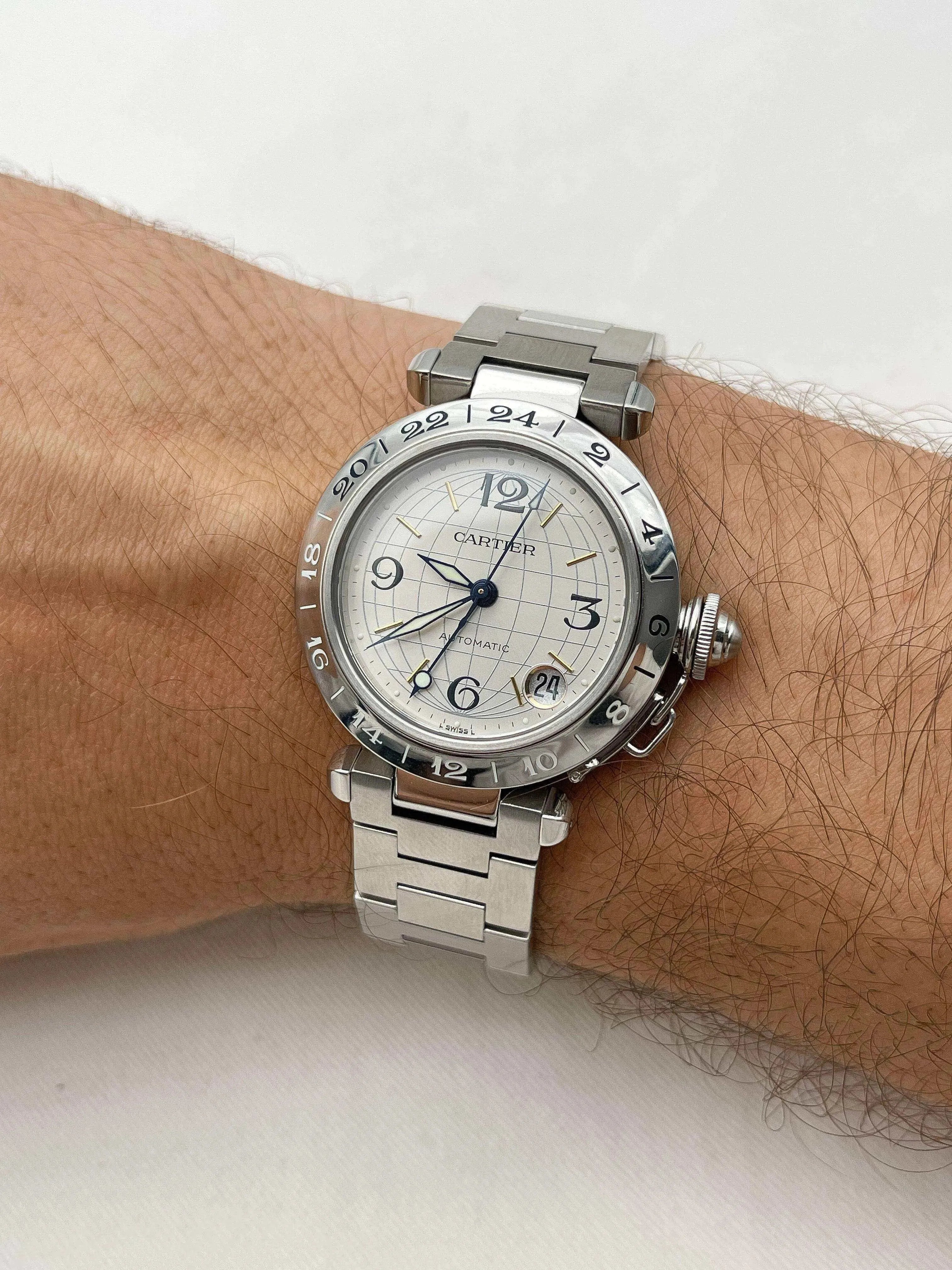 Cartier - Pasha GMT Cadran acier - boite - 2000S - Atelier Victor Paris - Vintage Watch Shop Dubai
