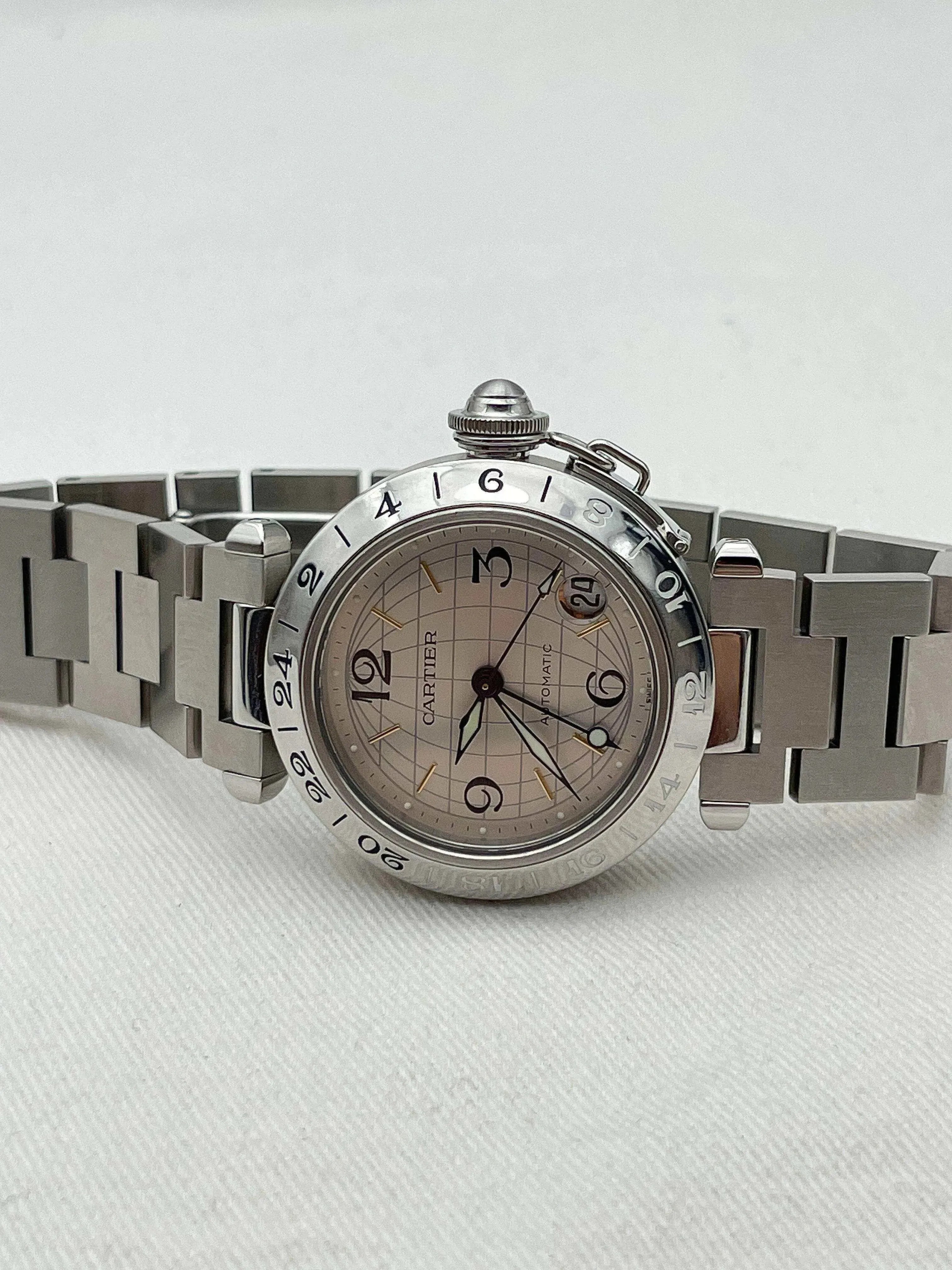Cartier - Pasha GMT Cadran acier - boite - 2000S - Atelier Victor - Vintage  Shop