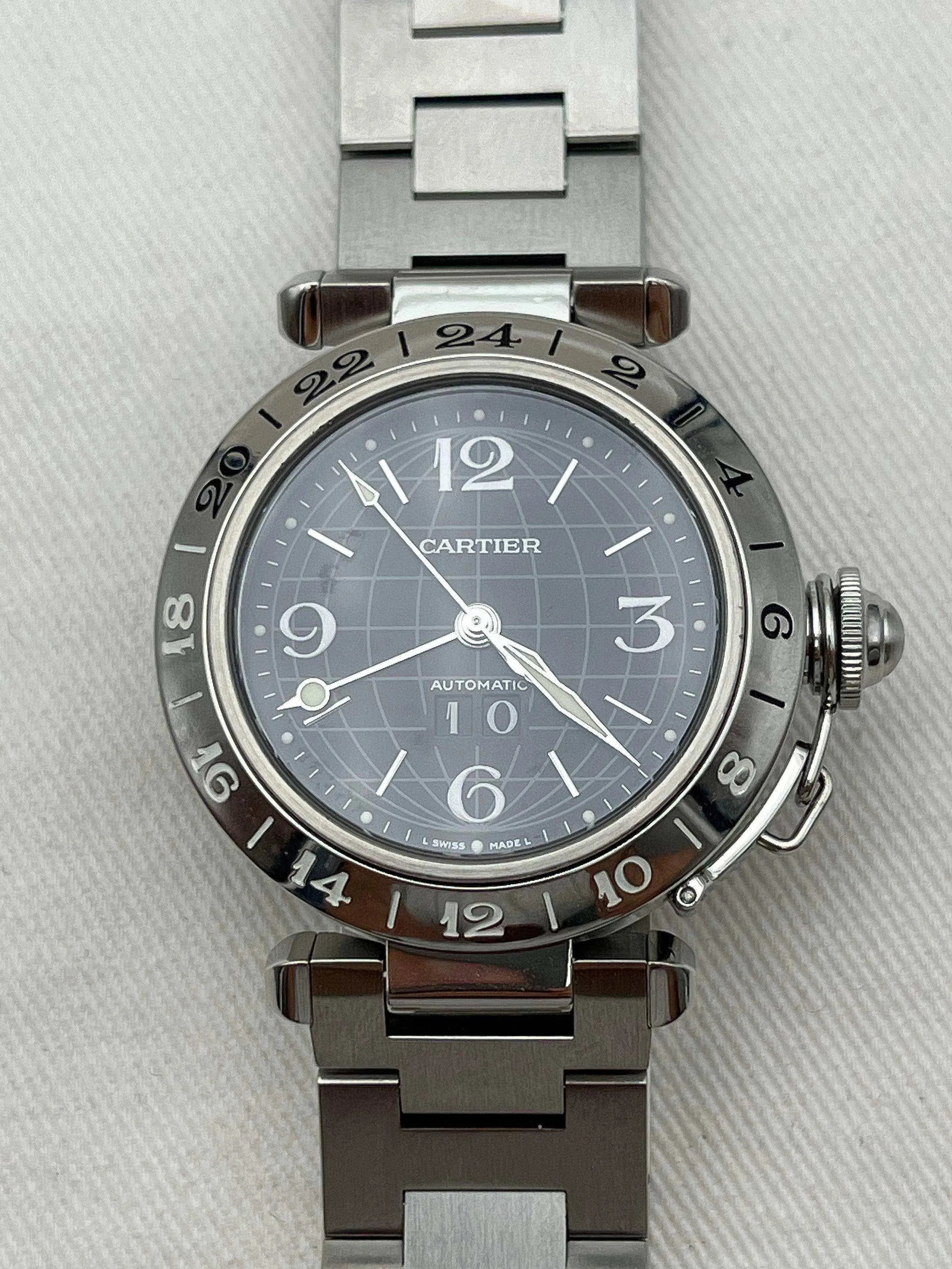 Cartier - Pasha GMT Noir 35mm - full set - 2004 - Atelier Victor Paris - Vintage Watch Shop Dubai