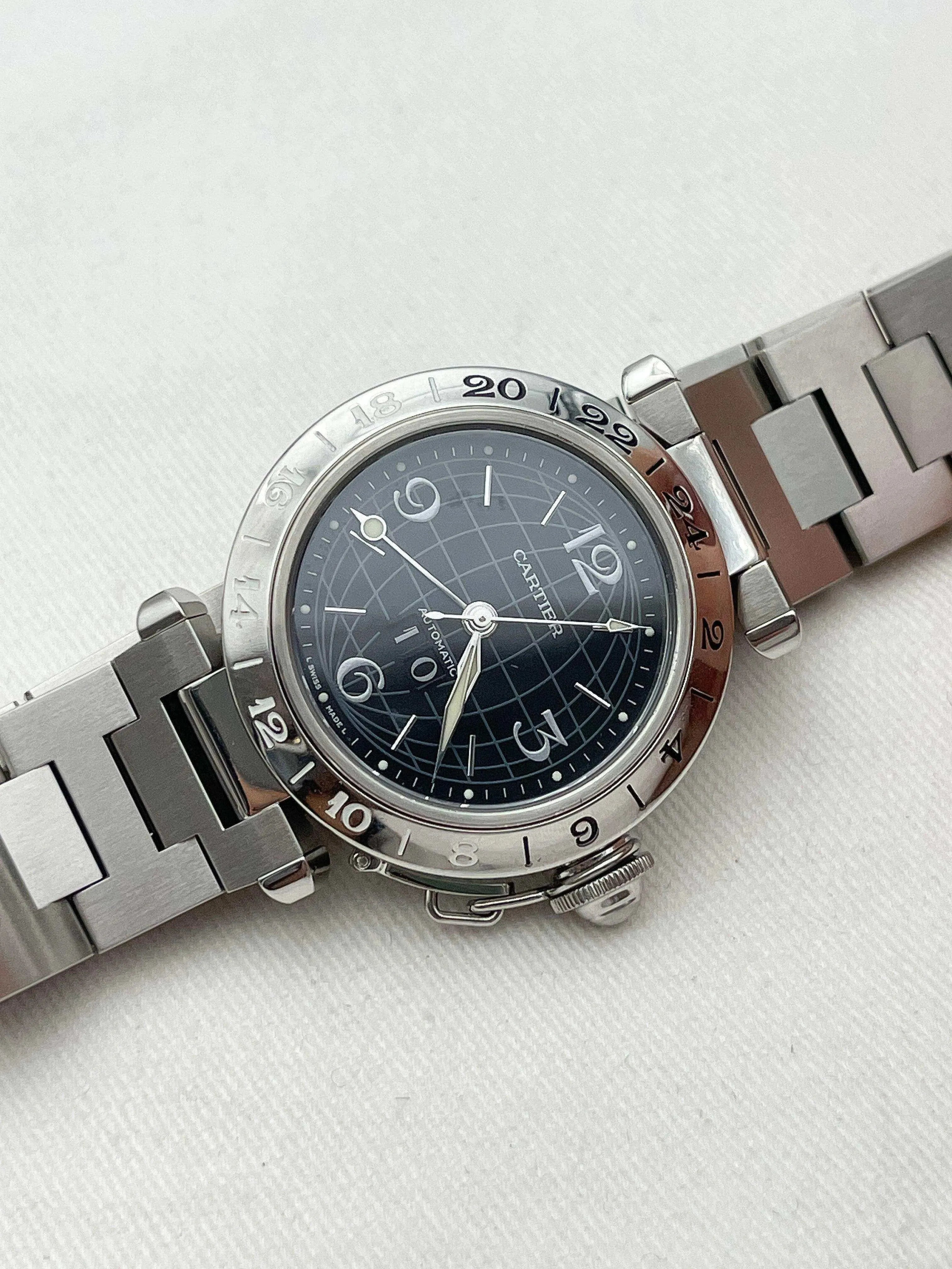 Cartier - Pasha GMT Noir 35mm - full set - 2004 - Atelier Victor Paris - Vintage Watch Shop Dubai