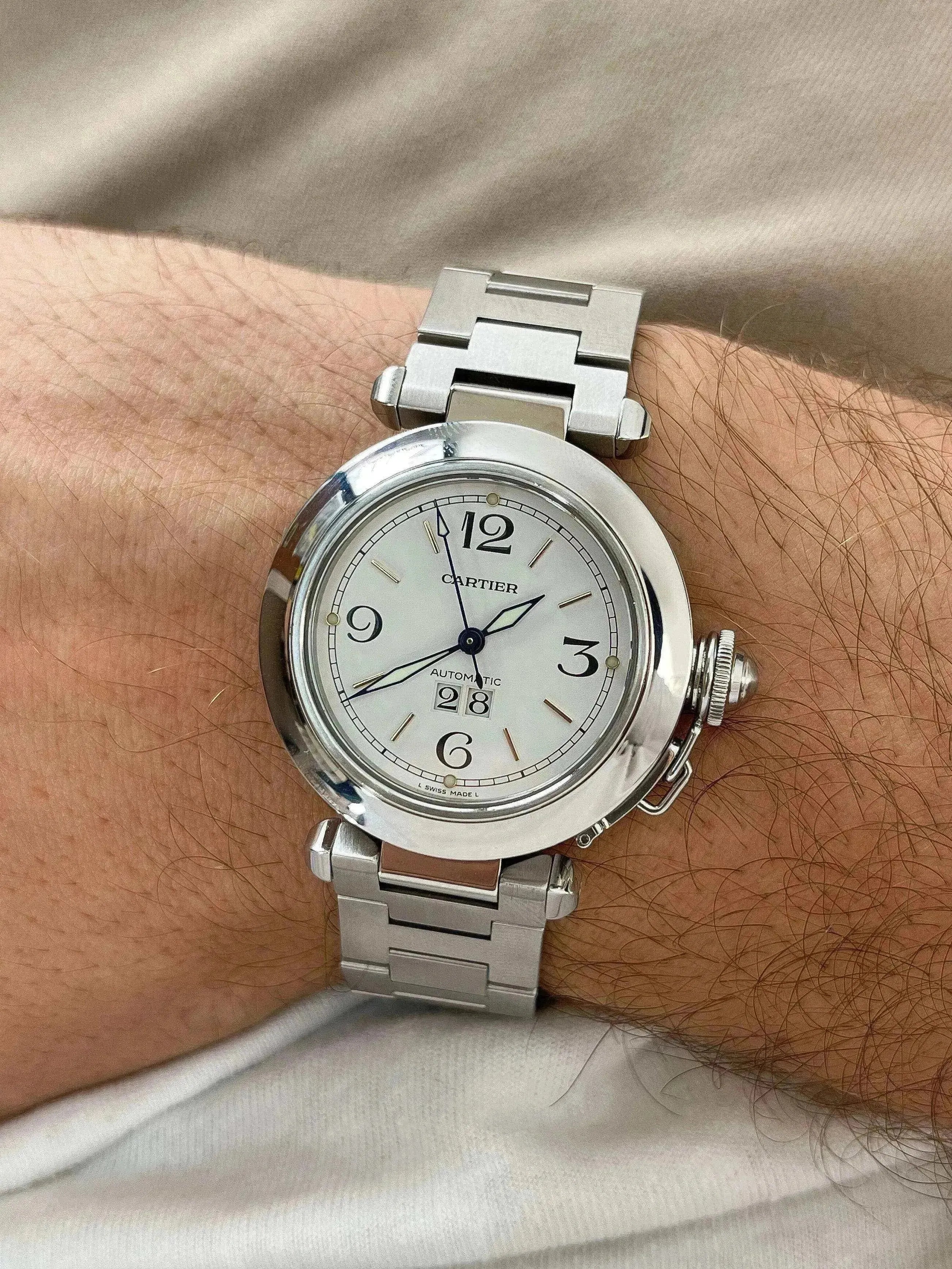 Cartier - Pasha Grande date blanc - full set - 2002 - Atelier Victor