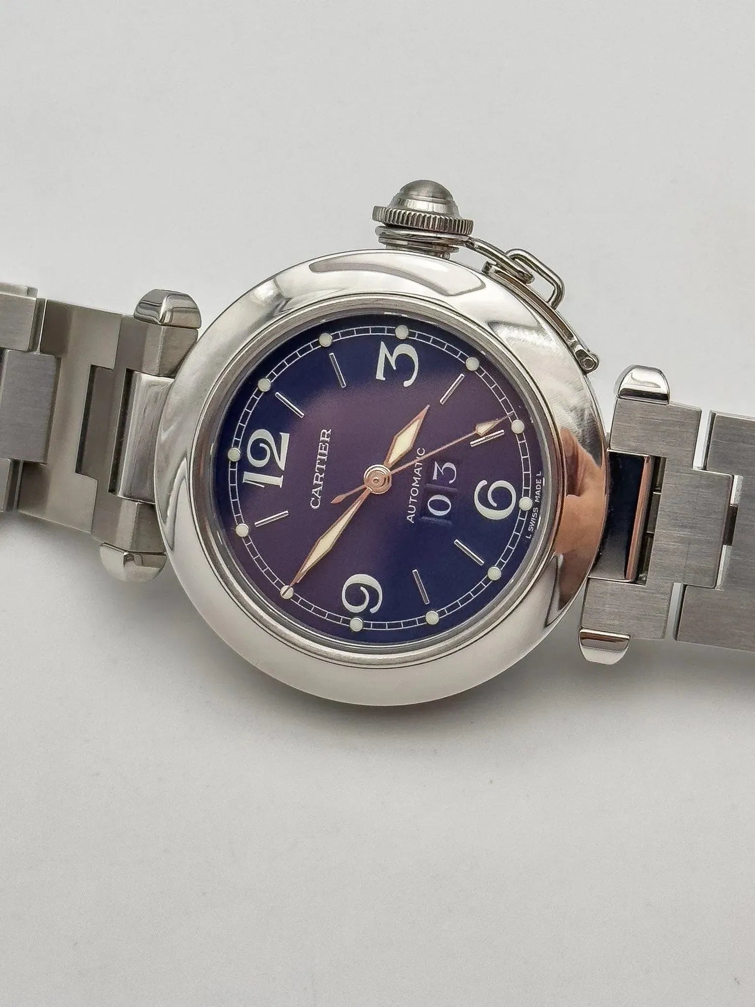 Cartier - Pasha Grande Date Bleu - full set - 2000s - Atelier Victor - Vintage  Shop