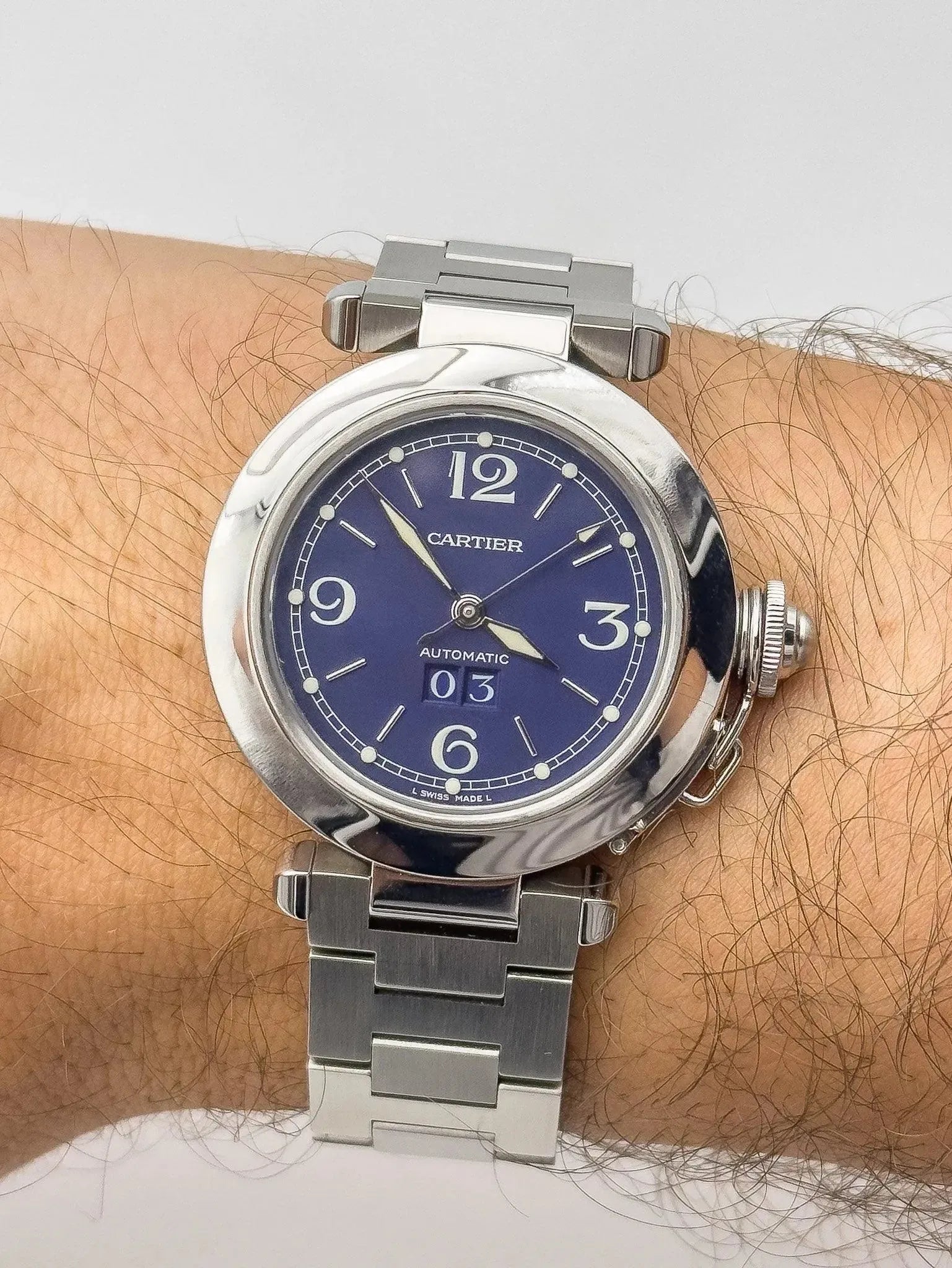Cartier - Pasha Grande Date Bleu - full set - 2000s - Atelier Victor - Vintage  Shop