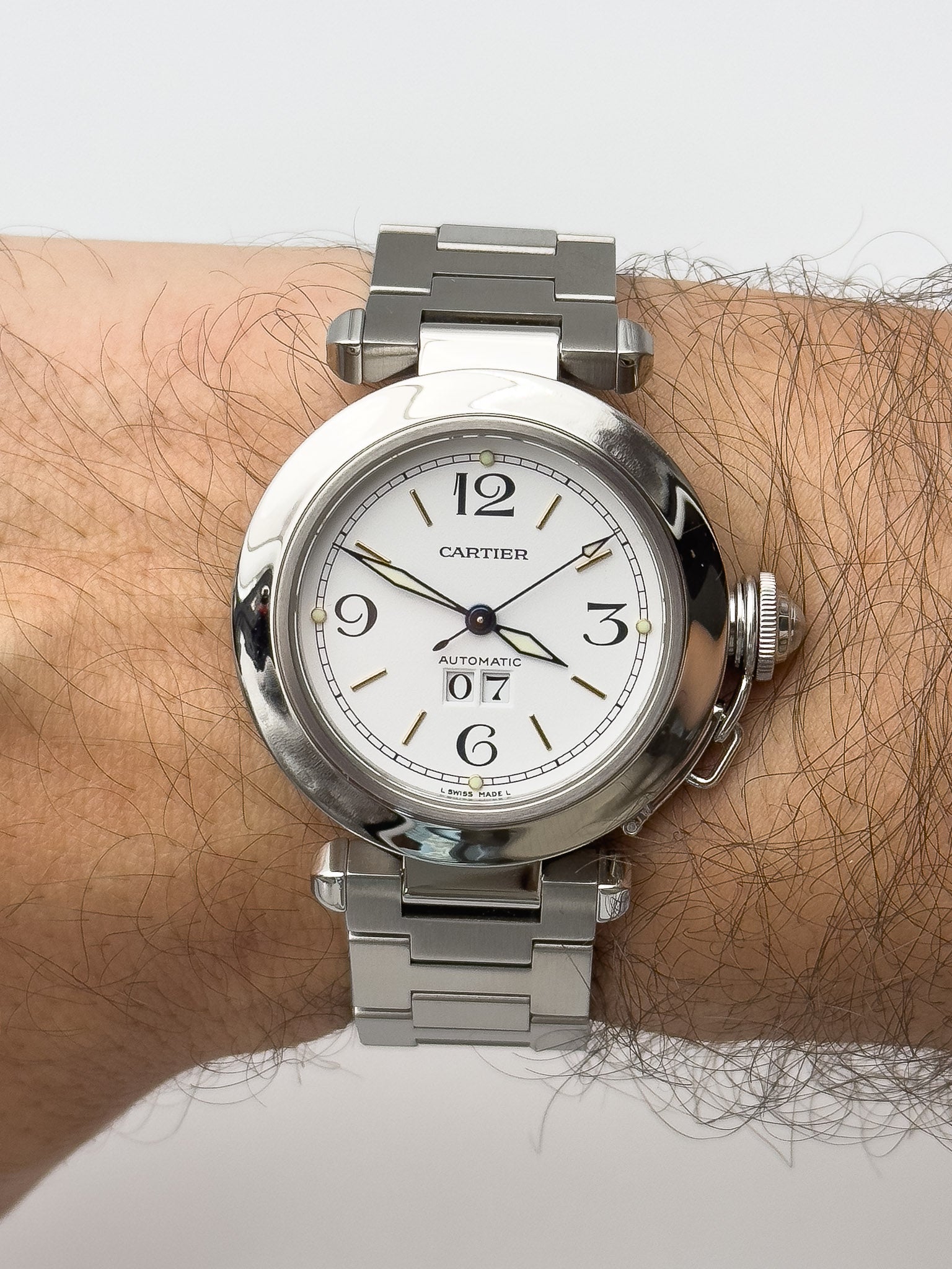 Cartier - Pasha Grande Date Cadran Blanc - 2000s - Atelier Victor - Vintage  Shop