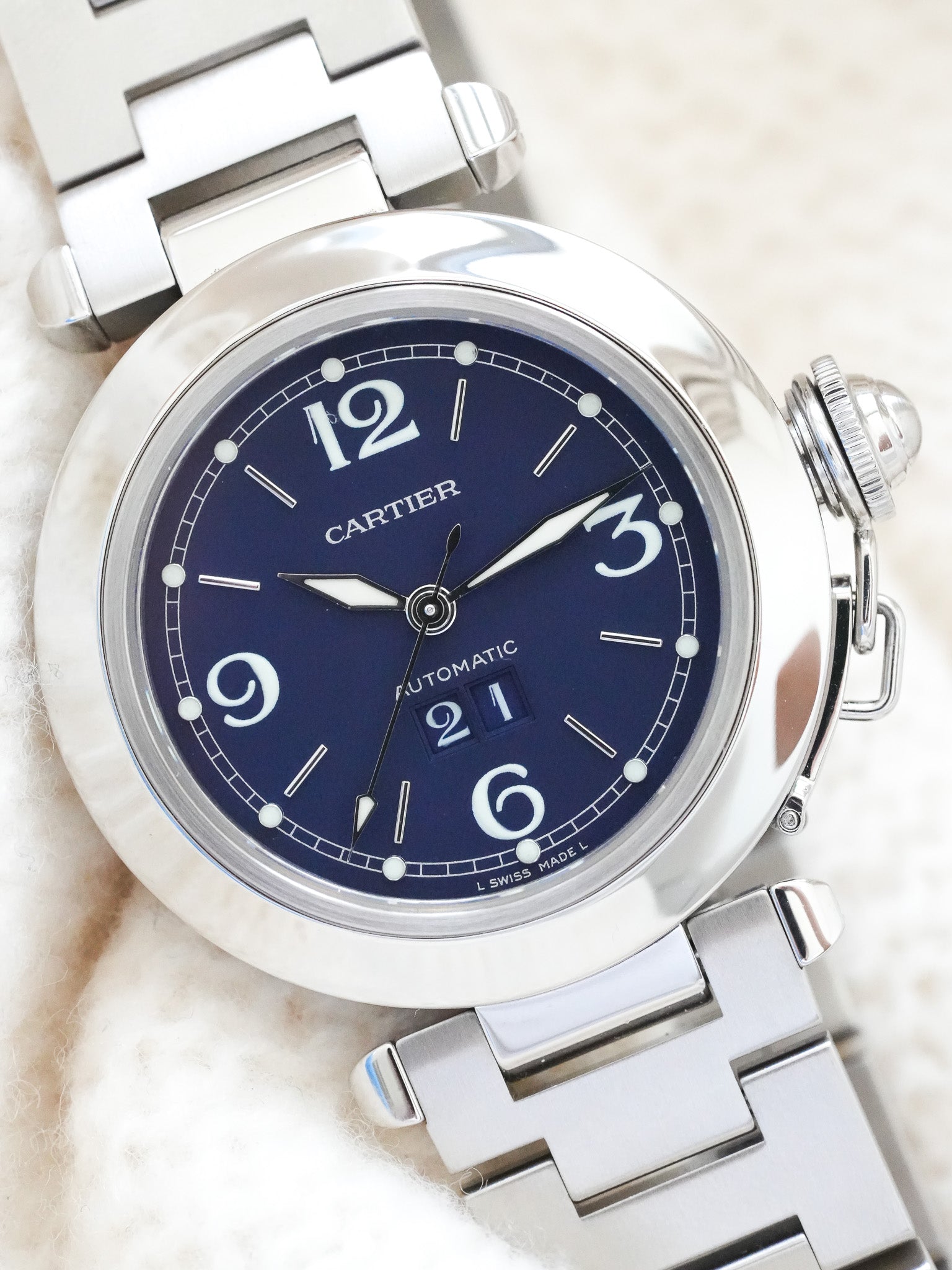 Cartier - Pasha Grande Date Cadran Bleu - 2000s - Atelier Victor Paris - Vintage Watch Shop Dubai