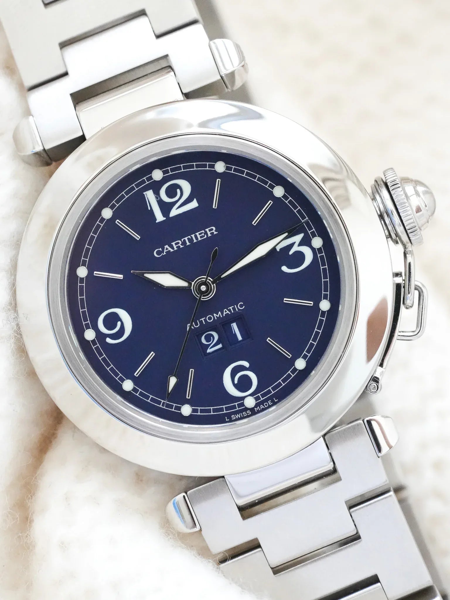 Cartier - Pasha Grande Date Cadran Bleu - 2000s - Atelier Victor - Vintage  Shop