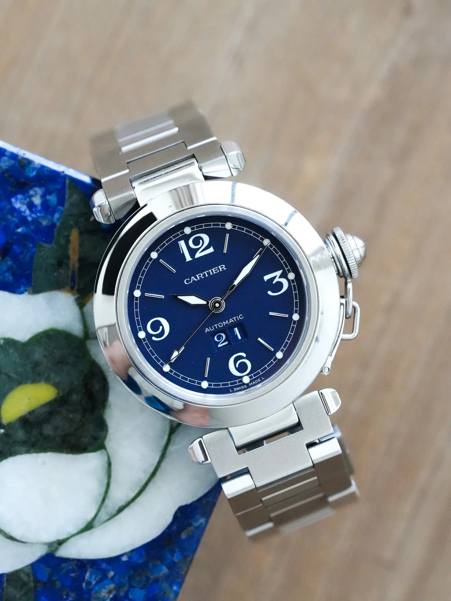 Cartier - Pasha Grande Date Cadran Bleu - 2000s - Atelier Victor - Vintage  Shop