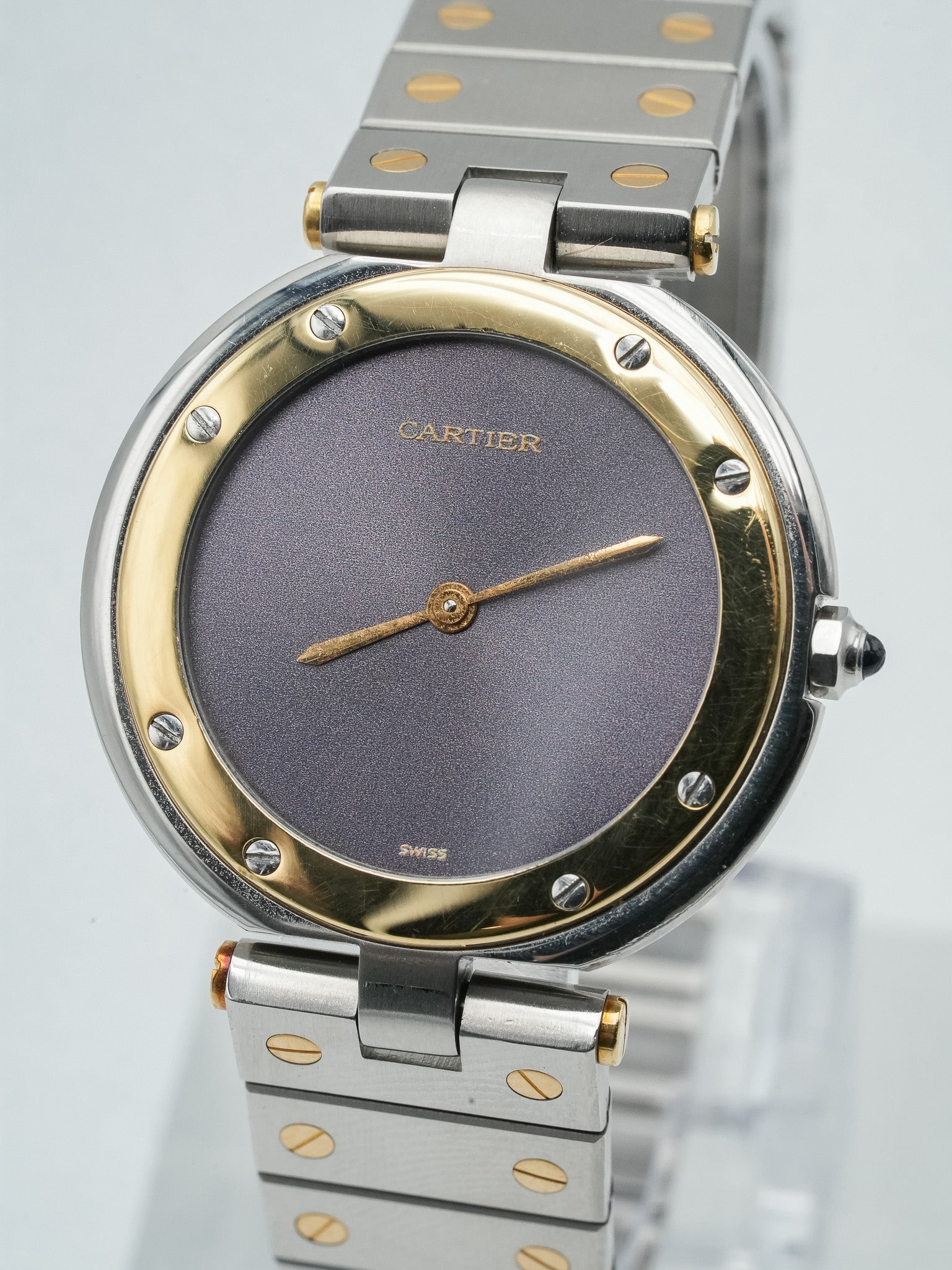Cartier - Rare Santos Vendome Cadran gris reflet violet - 1980S - Atelier Victor Paris - Vintage Watch Shop Dubai