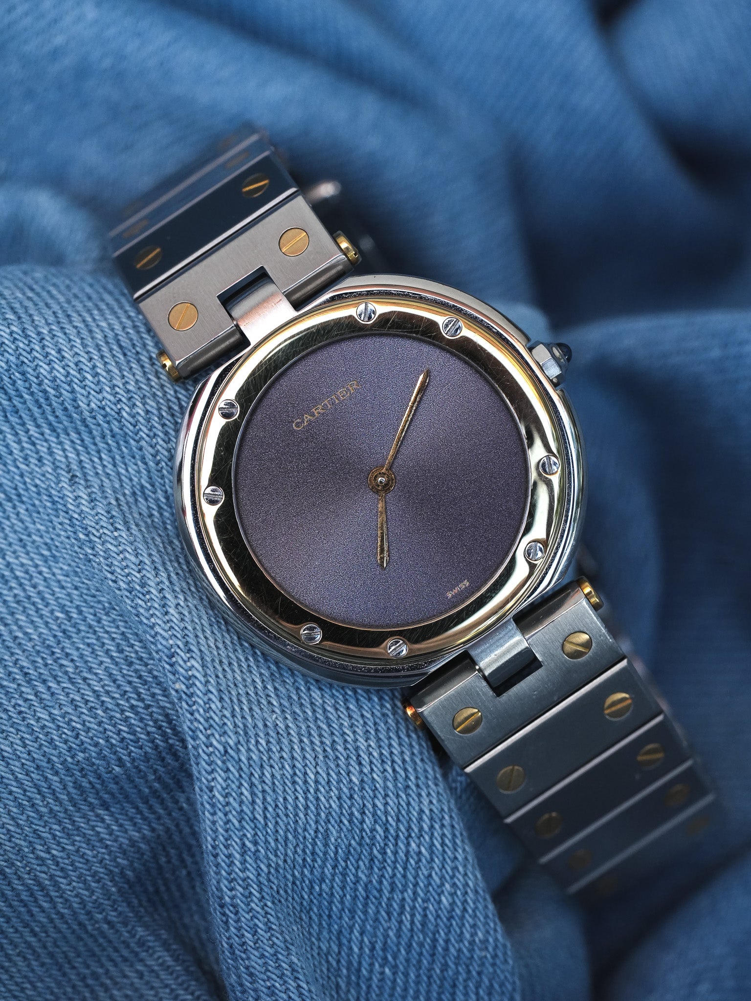 Cartier - Rare Santos Vendome Cadran gris reflet violet - 1980S - Atelier Victor - Vintage  Shop