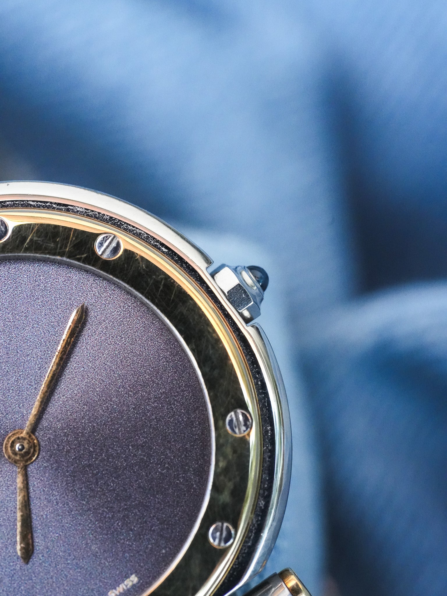 Cartier - Rare Santos Vendome Cadran gris reflet violet - 1980S - Atelier Victor - Vintage  Shop