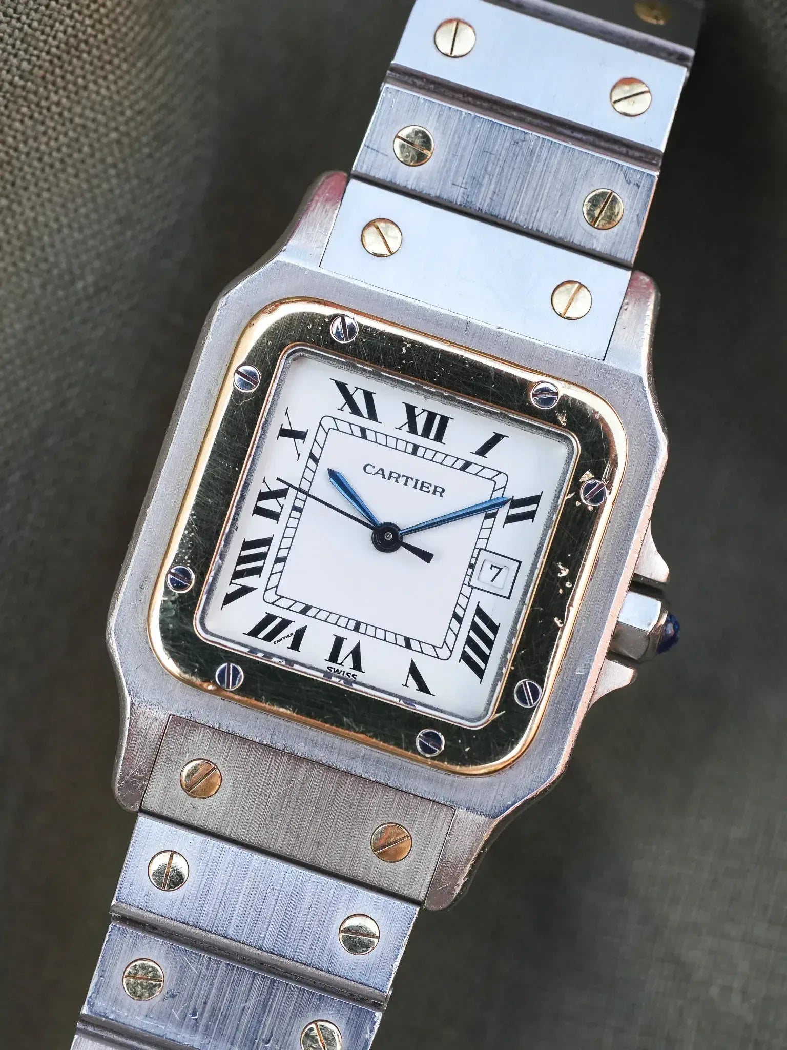 Cartier - La fameuse Santos 2961 or et acier - 1980s - Atelier Victor