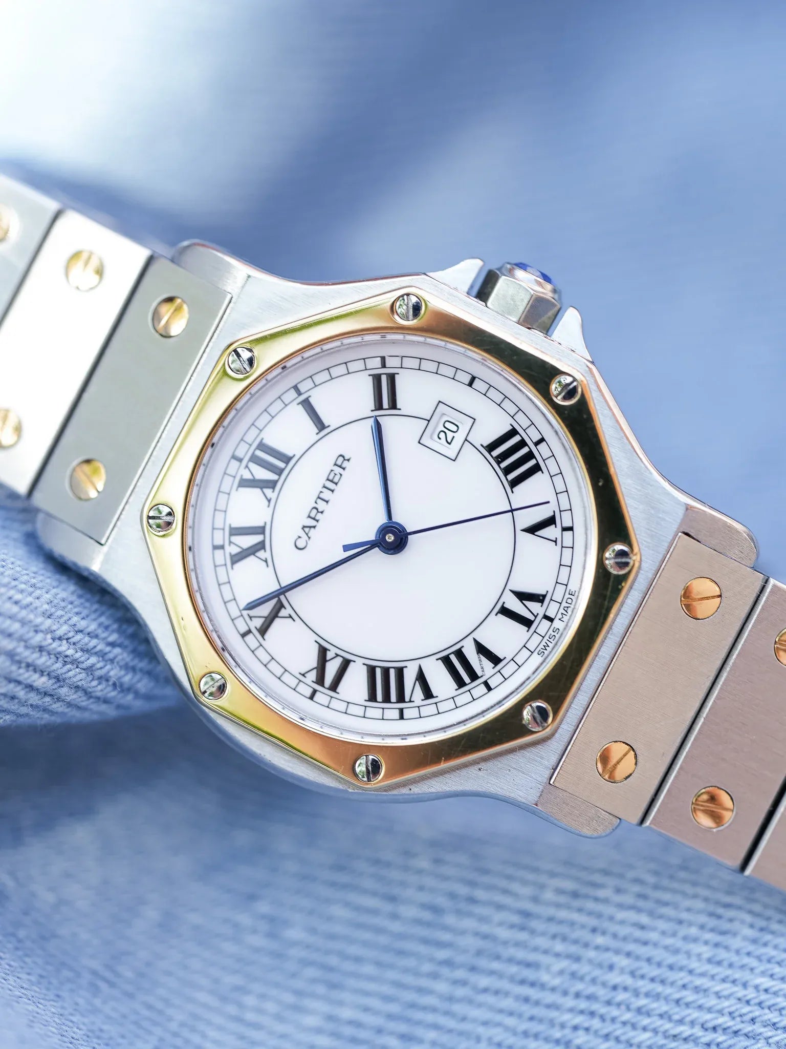 Cartier - Santos 2966 Octogonale Acier Or Grand Modèle Automatique - 1990s - Atelier Victor