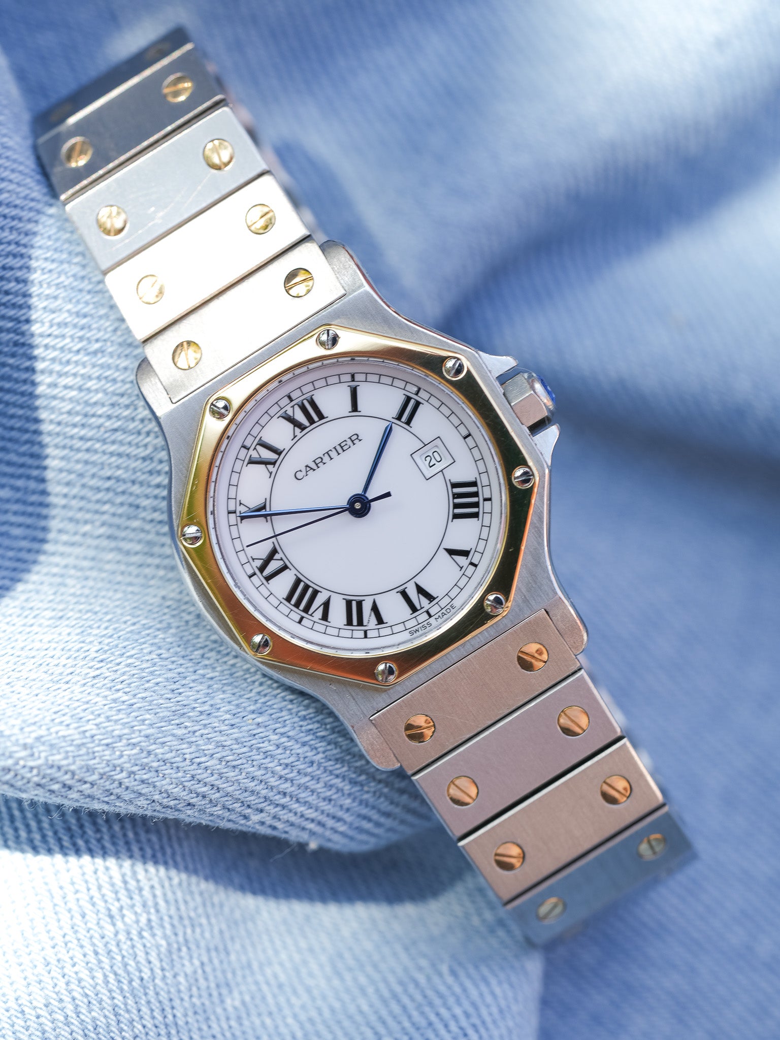 Cartier - Santos 2966 Octogonale Acier Or Grand Modèle Automatique - 1990s - Atelier Victor - Vintage Watch Shop