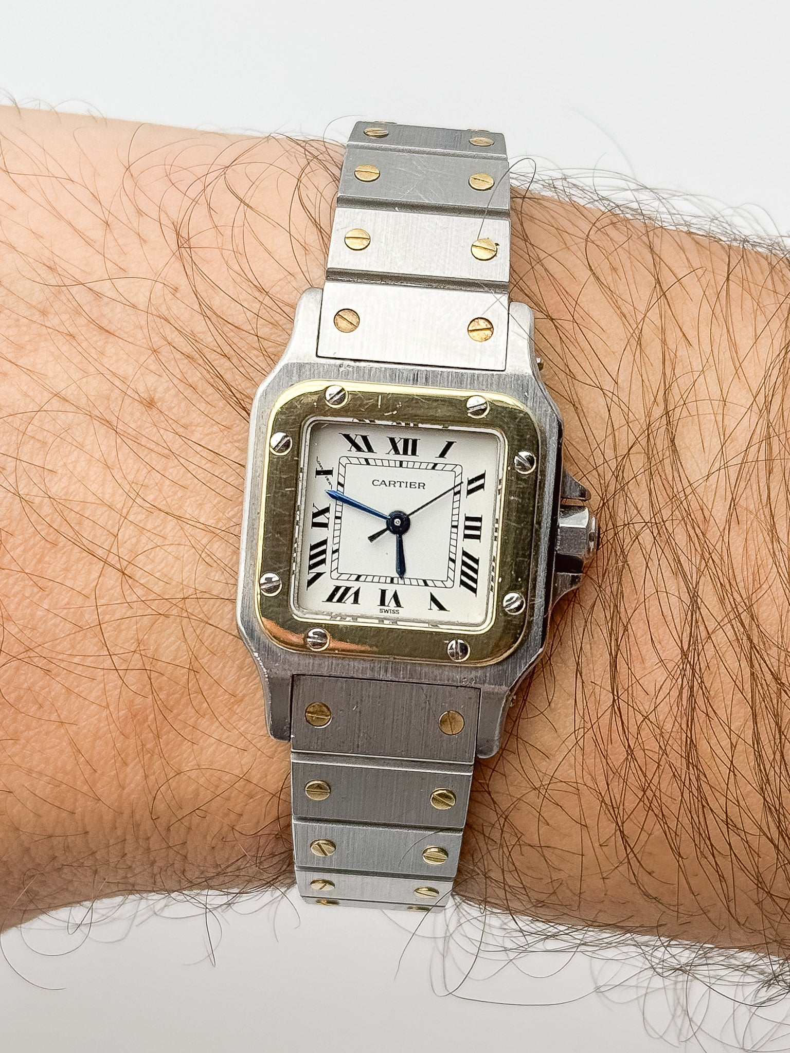 Cartier - Santos Carrée 0902 24mm acier or auto - 1980s - Atelier Victor Paris - Vintage Watch Shop Dubai