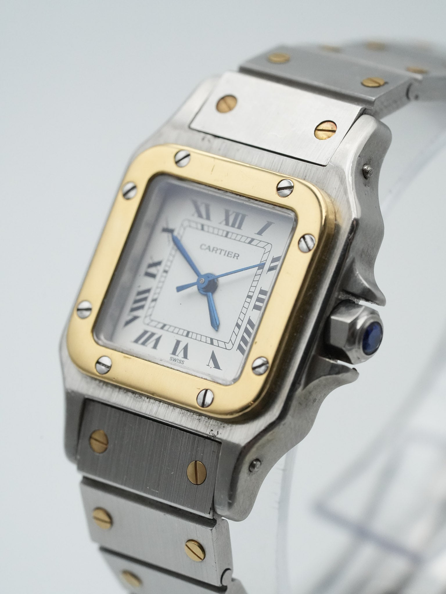Cartier - Santos Carrée 0902 24mm acier or auto - 1980s - Atelier Victor Paris - Vintage Watch Shop Dubai