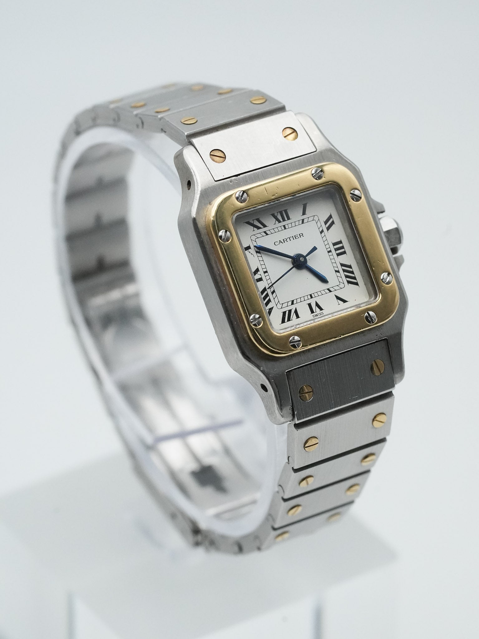Cartier - Santos Carrée 0902 24mm acier or auto - 1980s - Atelier Victor Paris - Vintage Watch Shop Dubai
