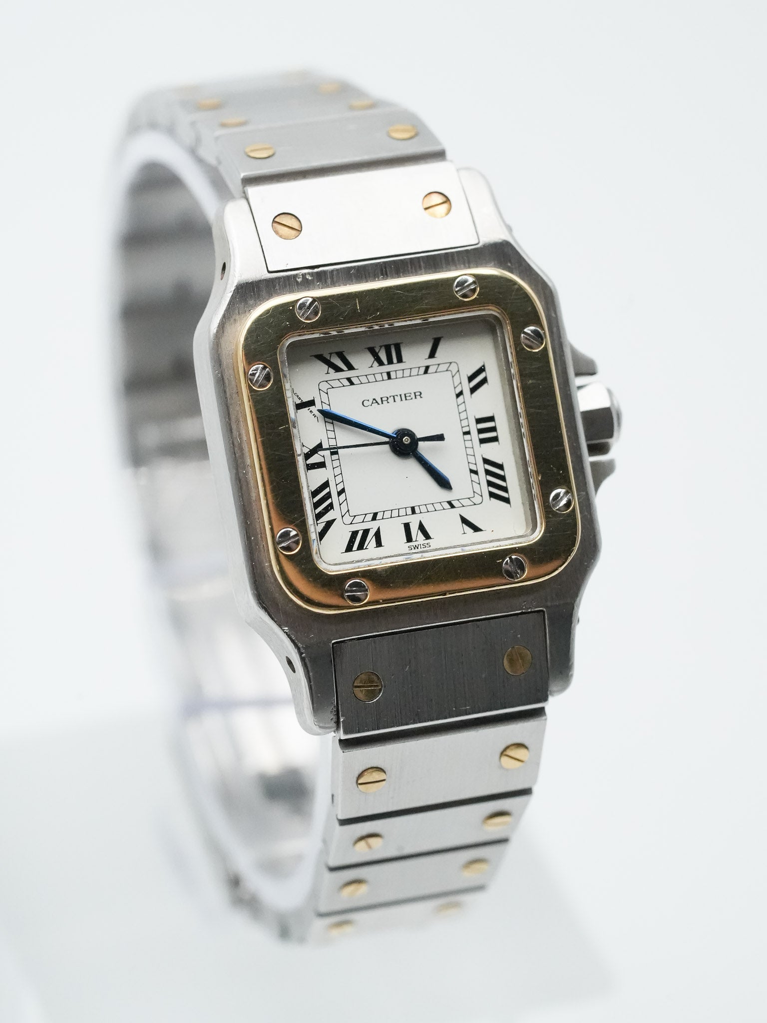 Cartier - Santos Carrée 0902 24mm acier or auto - 1980s - Atelier Victor Paris - Vintage Watch Shop Dubai
