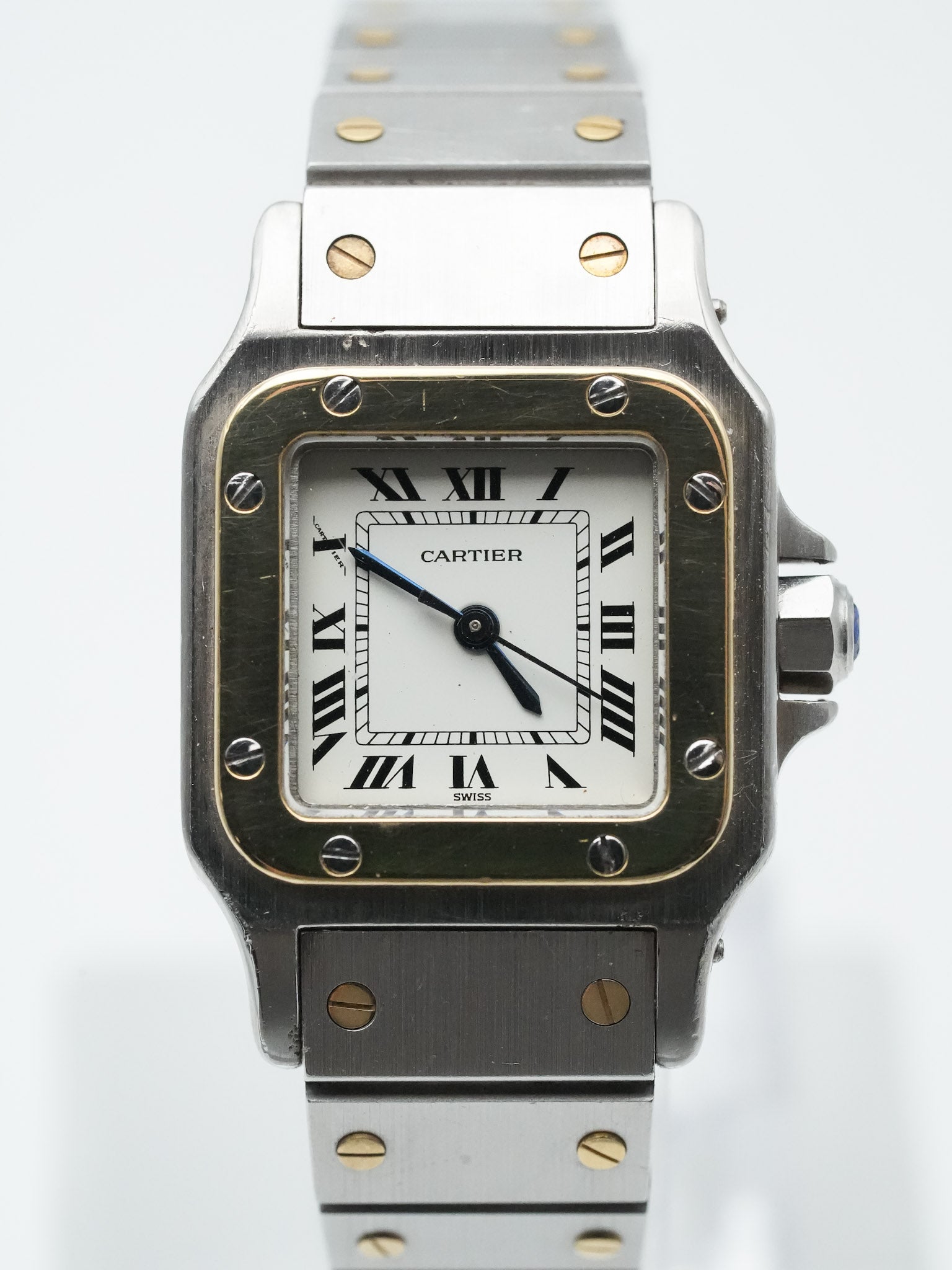 Cartier - Santos Carrée 0902 24mm acier or auto - 1980s - Atelier Victor Paris - Vintage Watch Shop Dubai