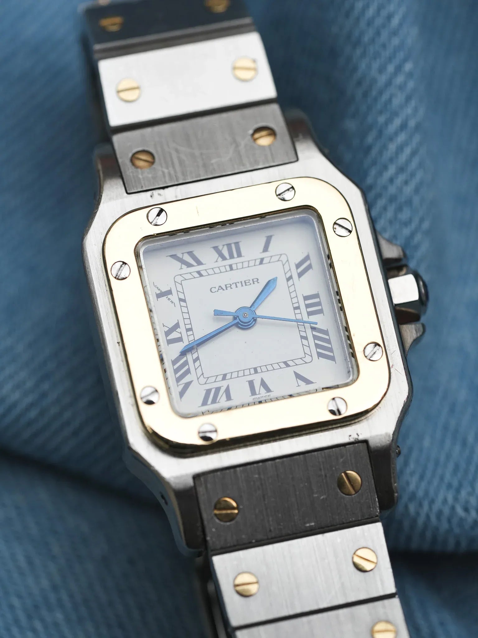 Cartier - Santos Carrée 0902 24mm acier or automatique - 1980s - Atelier Victor - Vintage  Shop