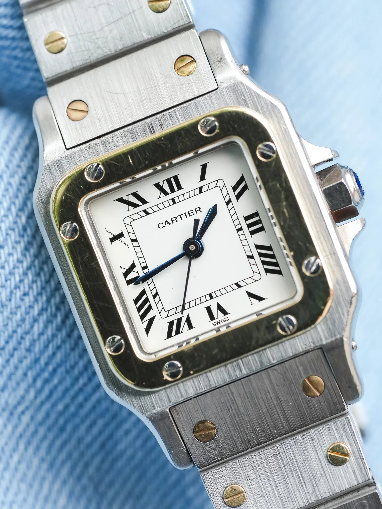 Cartier - Santos Carrée 0902 24mm acier or automatique - 1980s - Atelier Victor - Vintage  Shop