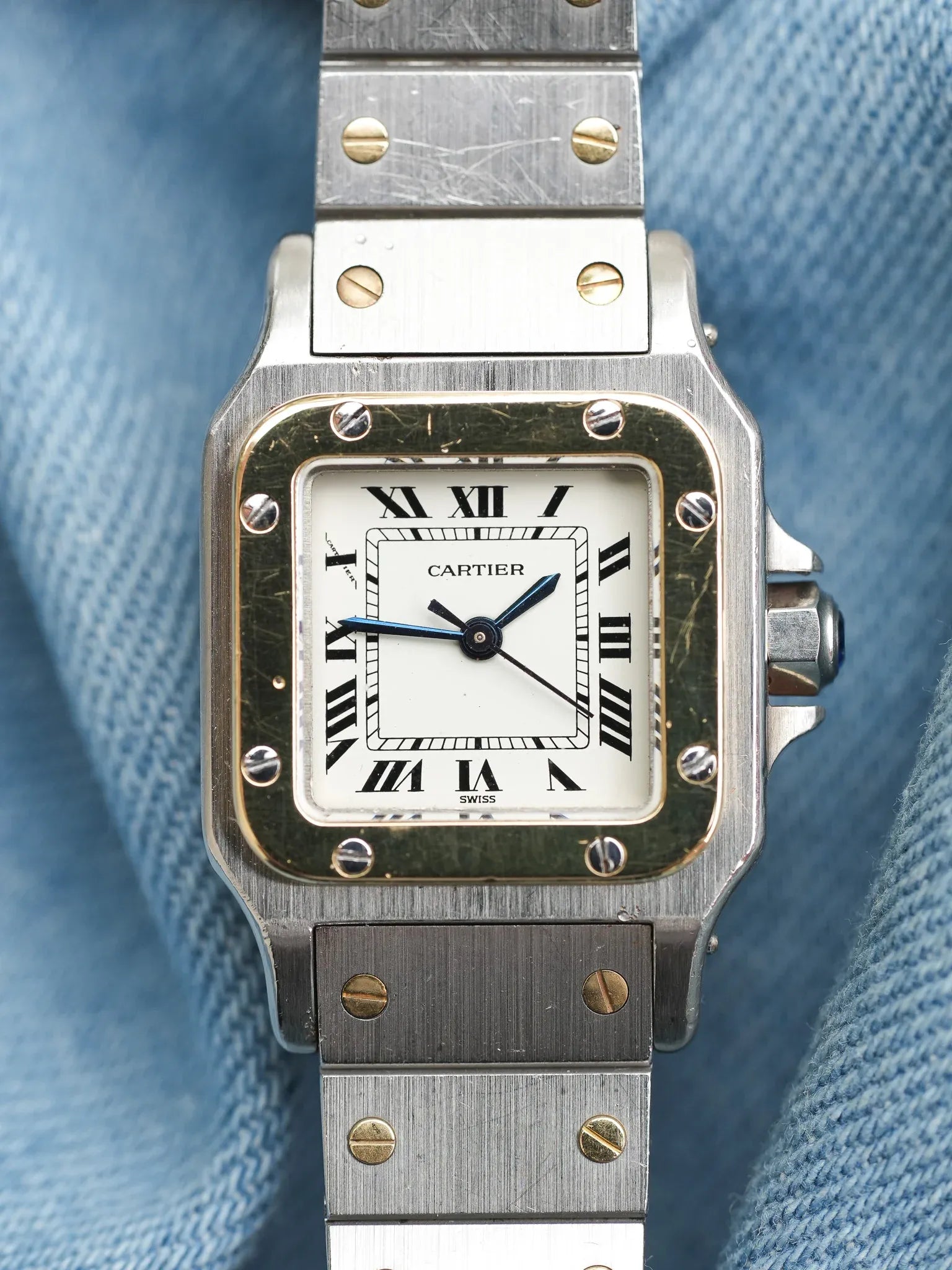 Cartier - Santos Carrée 0902 24mm acier or automatique - 1980s - Atelier Victor - Vintage  Shop