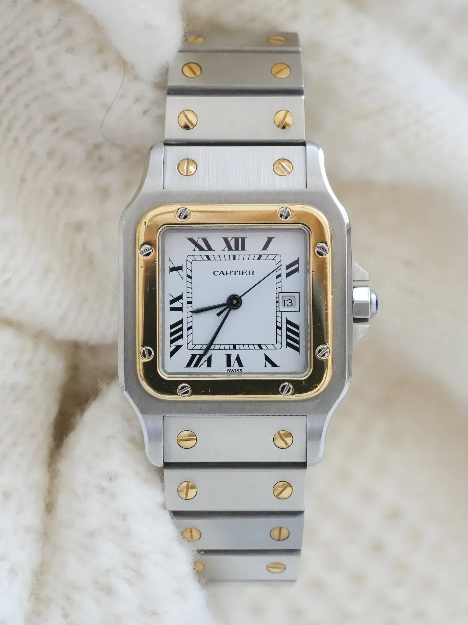 Cartier - Santos Carrée 2961 Acier Or - boite - 1990s - Atelier Victor - Vintage  Shop