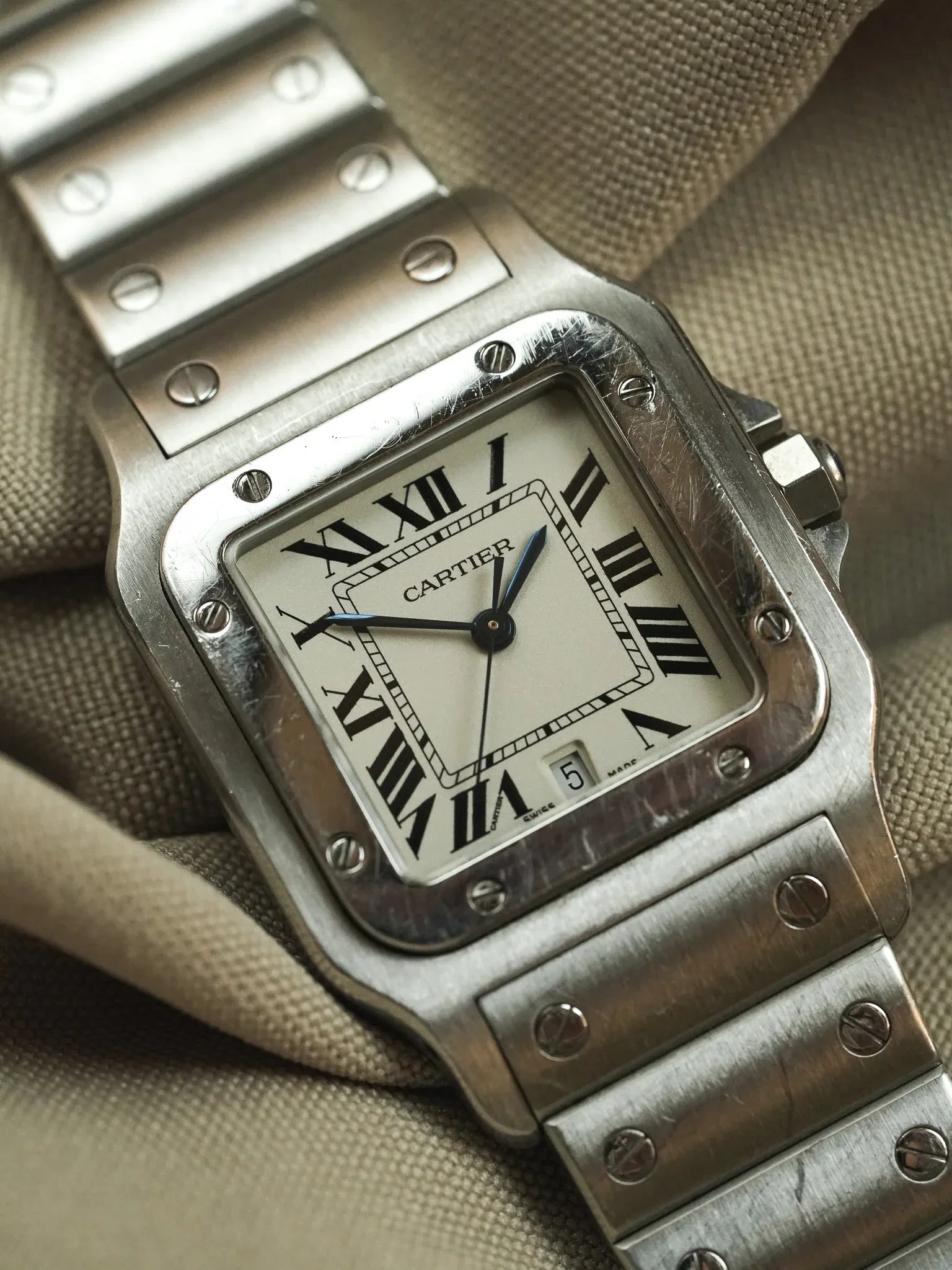 Cartier - Santos Galbée 1564 Acier 29mm - 2000s - Atelier Victor - Vintage  Shop