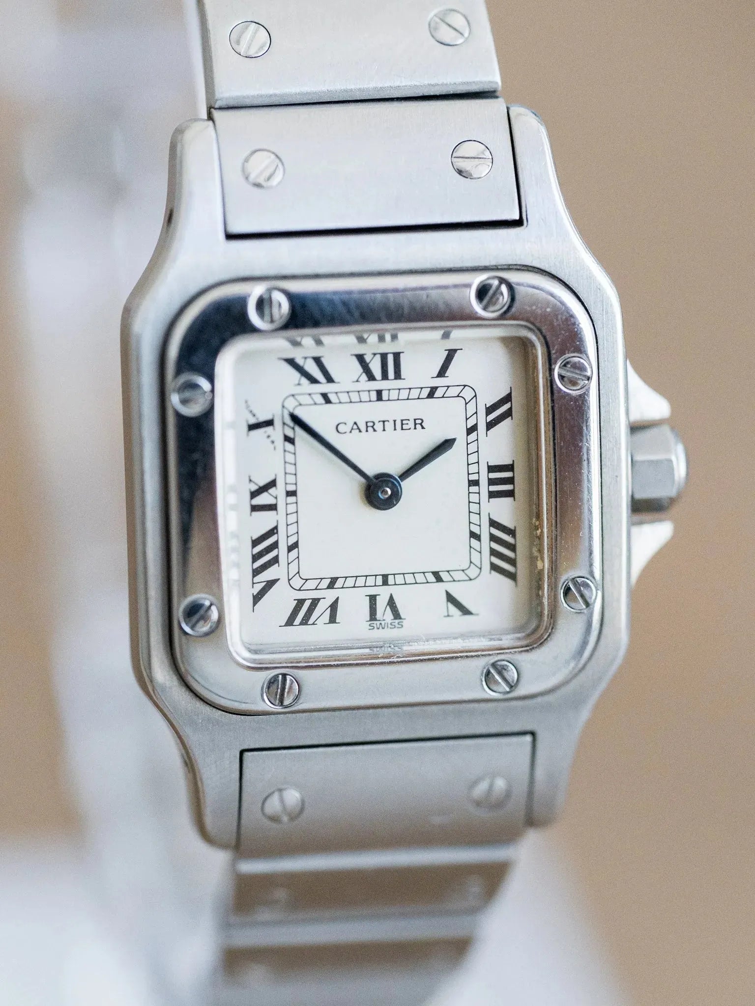 Cartier - Santos Galbée 1565 acier femme - 1990s - Atelier Victor Paris - Vintage Watch Shop Dubai