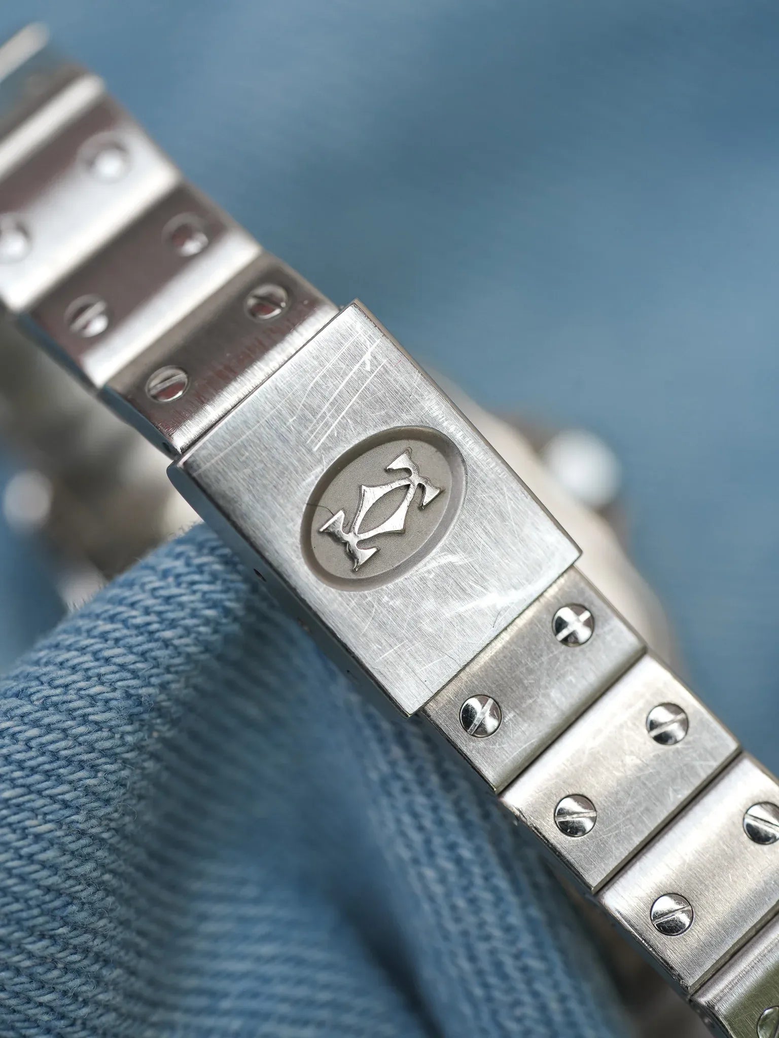 Cartier - Santos Galbée 9057 acier index bleu - 1990s - Atelier Victor