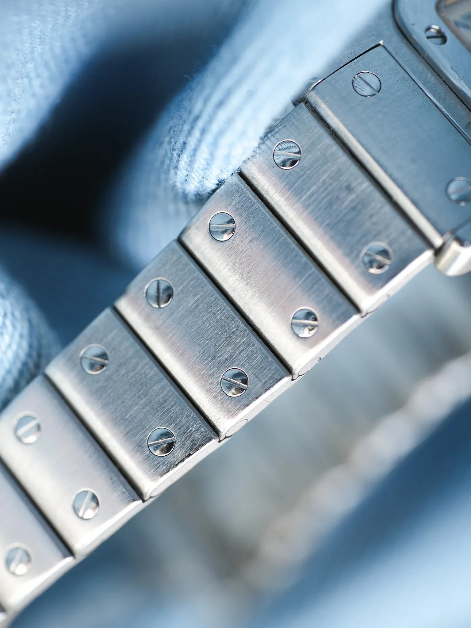 Cartier - Santos Galbée 9057 acier index bleu - 1990s - Atelier Victor