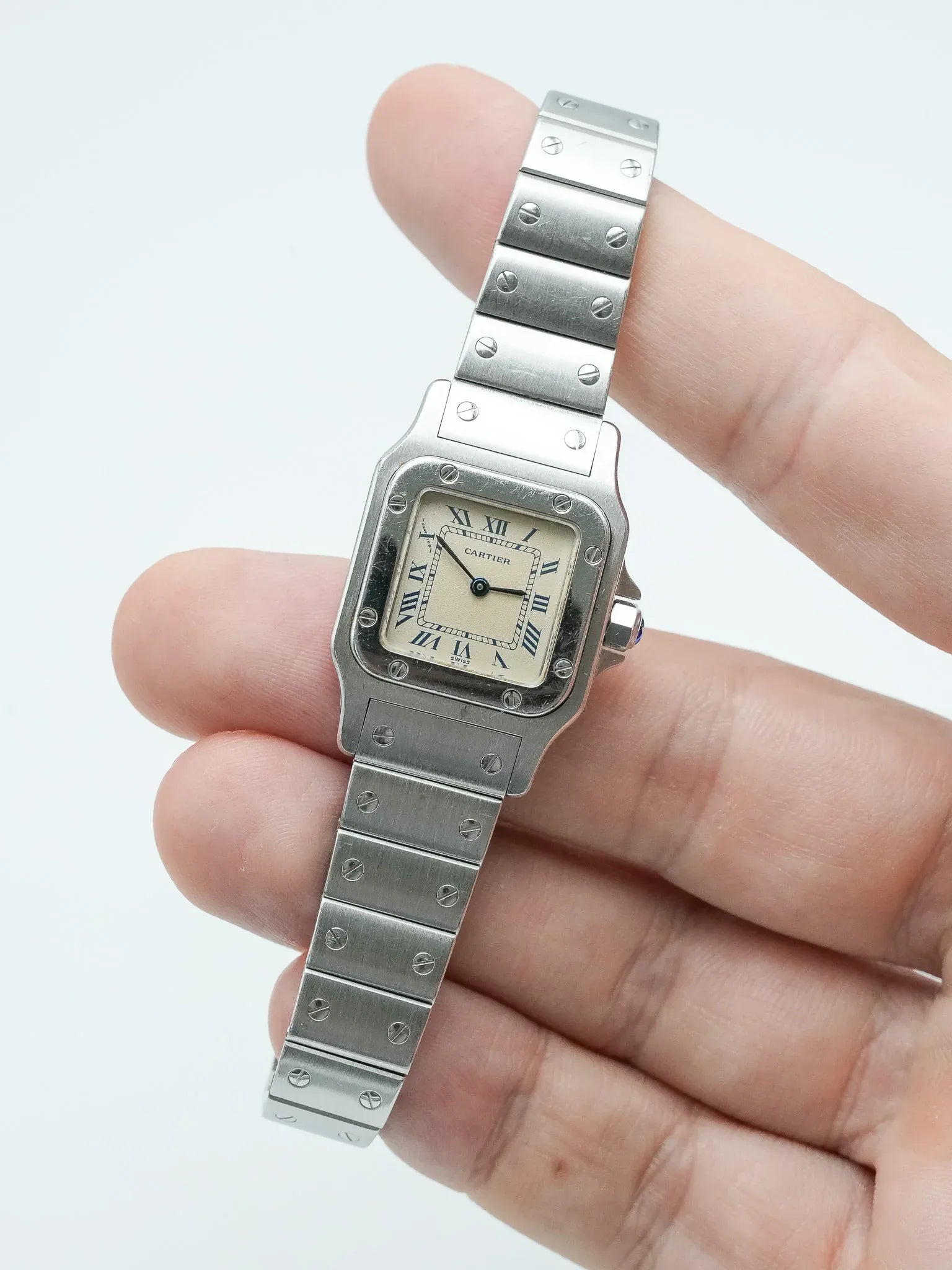 Cartier - Santos Galbée 9057 acier index bleu - 1990s - Atelier Victor - Vintage  Shop