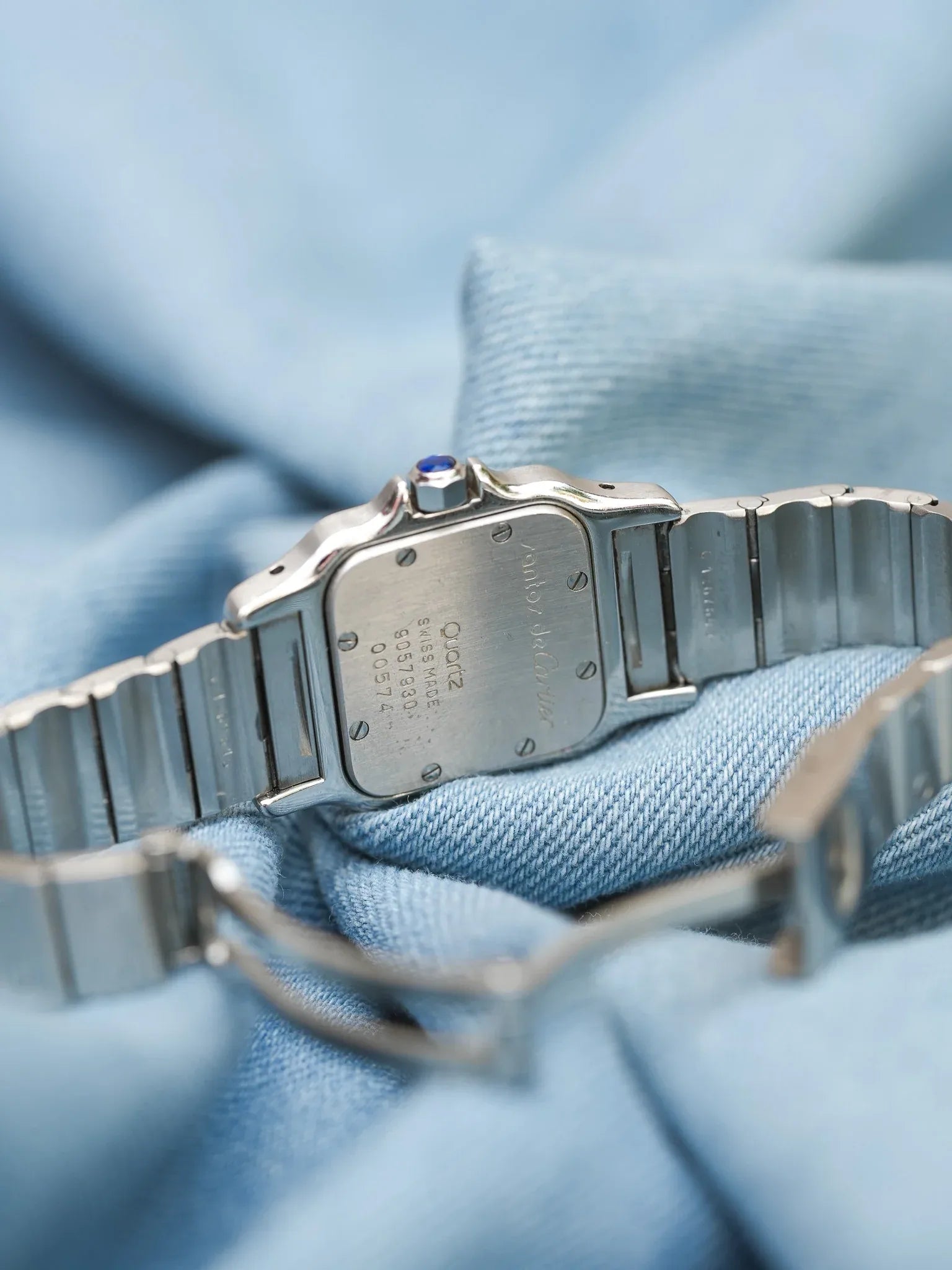 Cartier - Santos Galbée 9057 acier index bleu - 1990s - Atelier Victor - Vintage  Shop