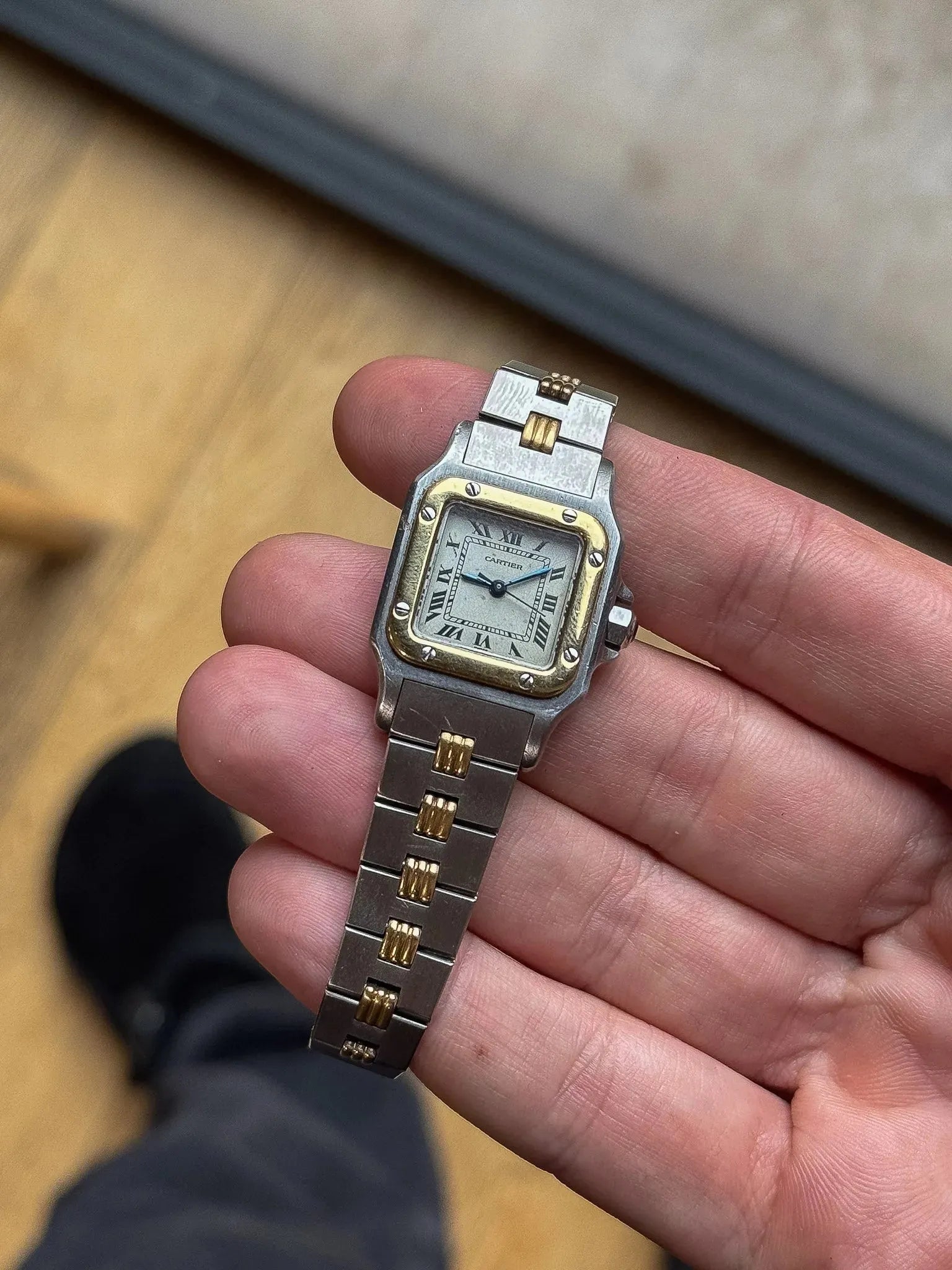 Cartier - Santos Godron 24mm acier or - 1980s - Atelier Victor - Vintage  Shop